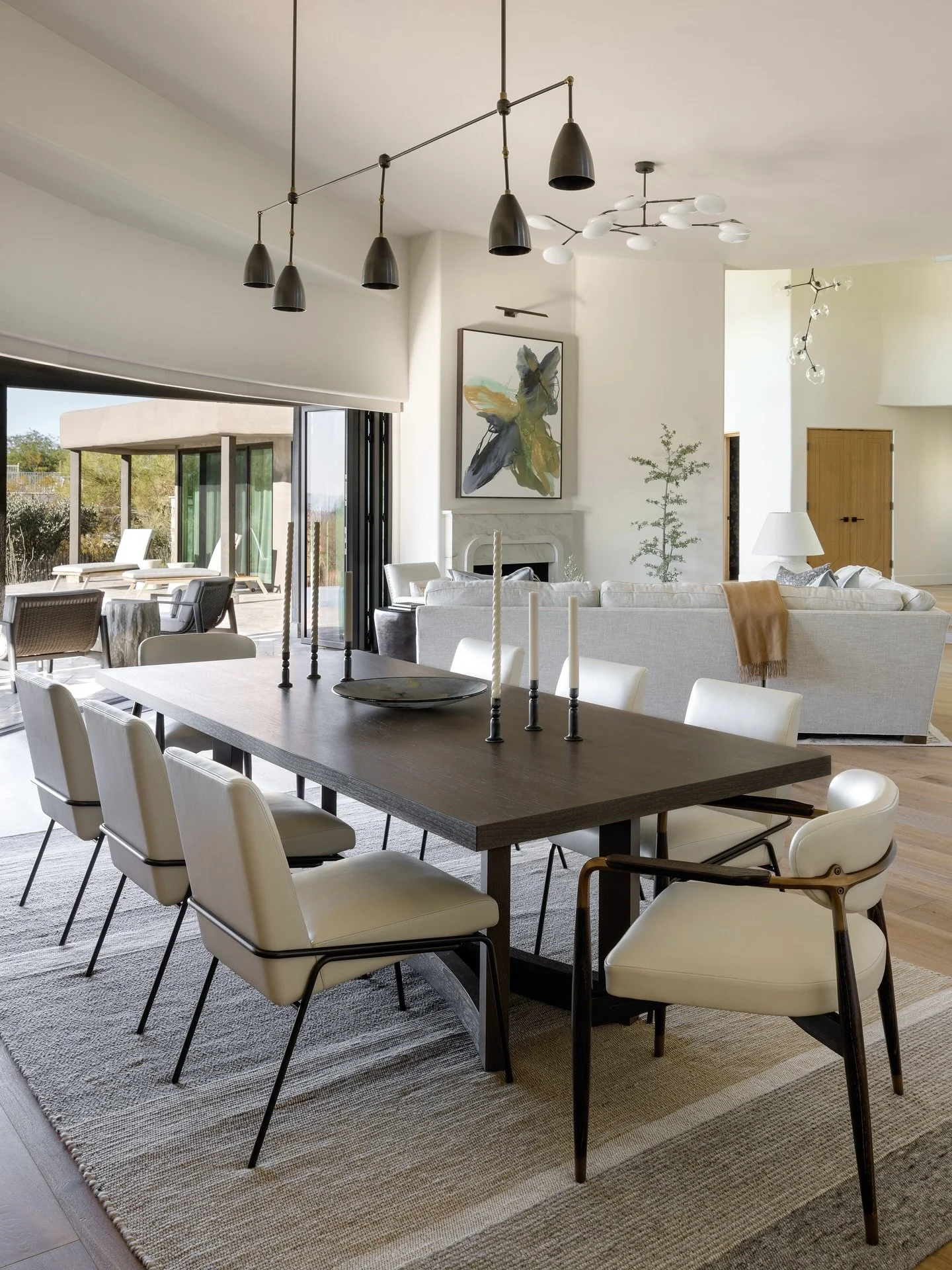 Dining room to living room to patio at our #EstanciaVilla2024 project. Head to our website to read about this full scale remodel.
Photography @mirandaestes 
#luxuryhome #interiordesign #professionalinteriordesigner #openconcept #indooroutdoorliving