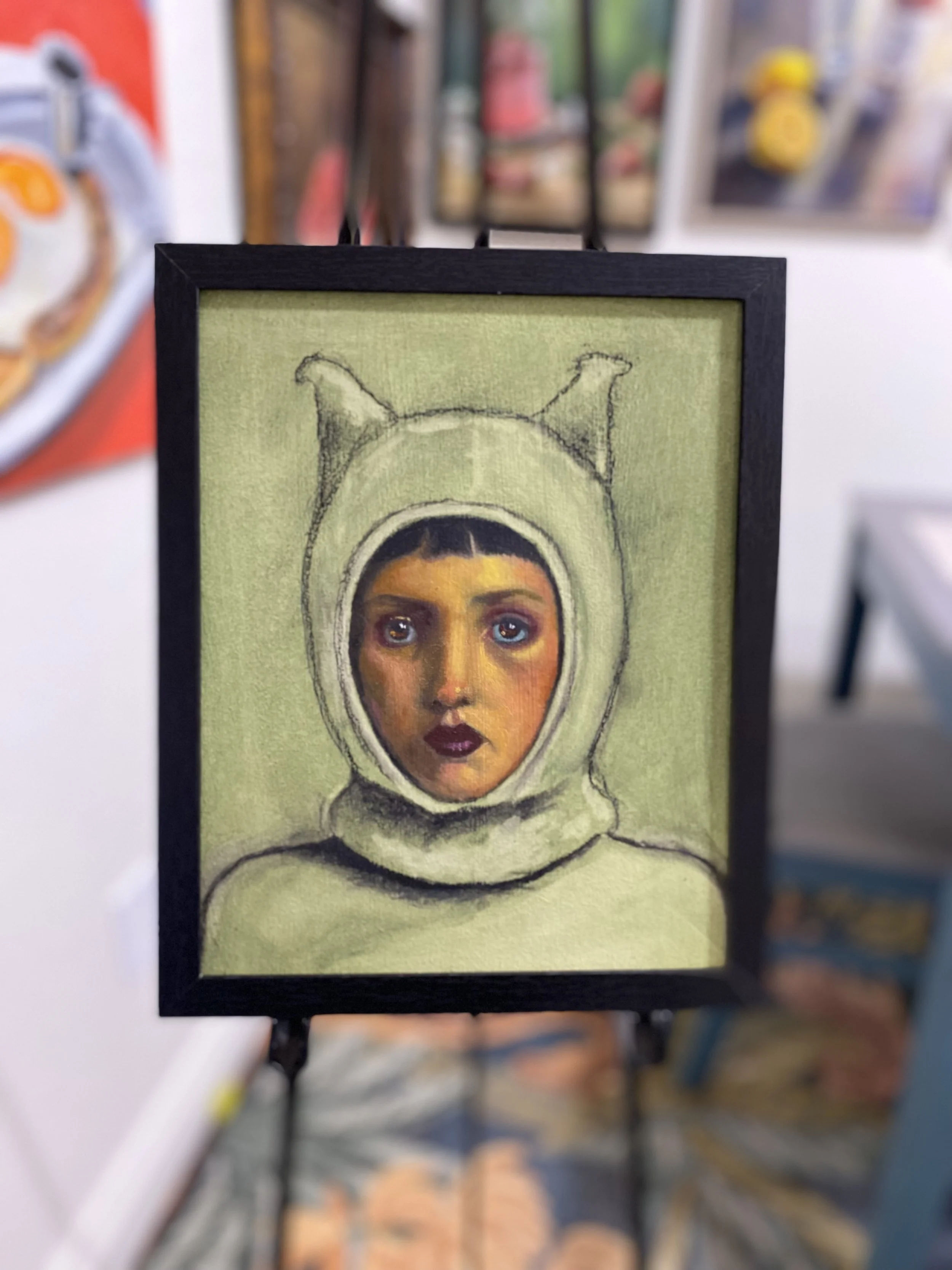 Original Mixed Media Portrait – 8×10 Oil & Oil Pastel on Wood Panel