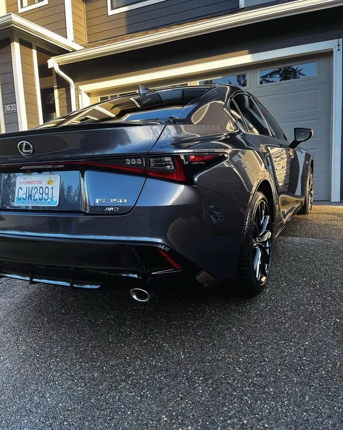 Renton mobile auto detailing on Lexus IS350 with deep gloss paint finish, high reflection, and showroom-ready exterior