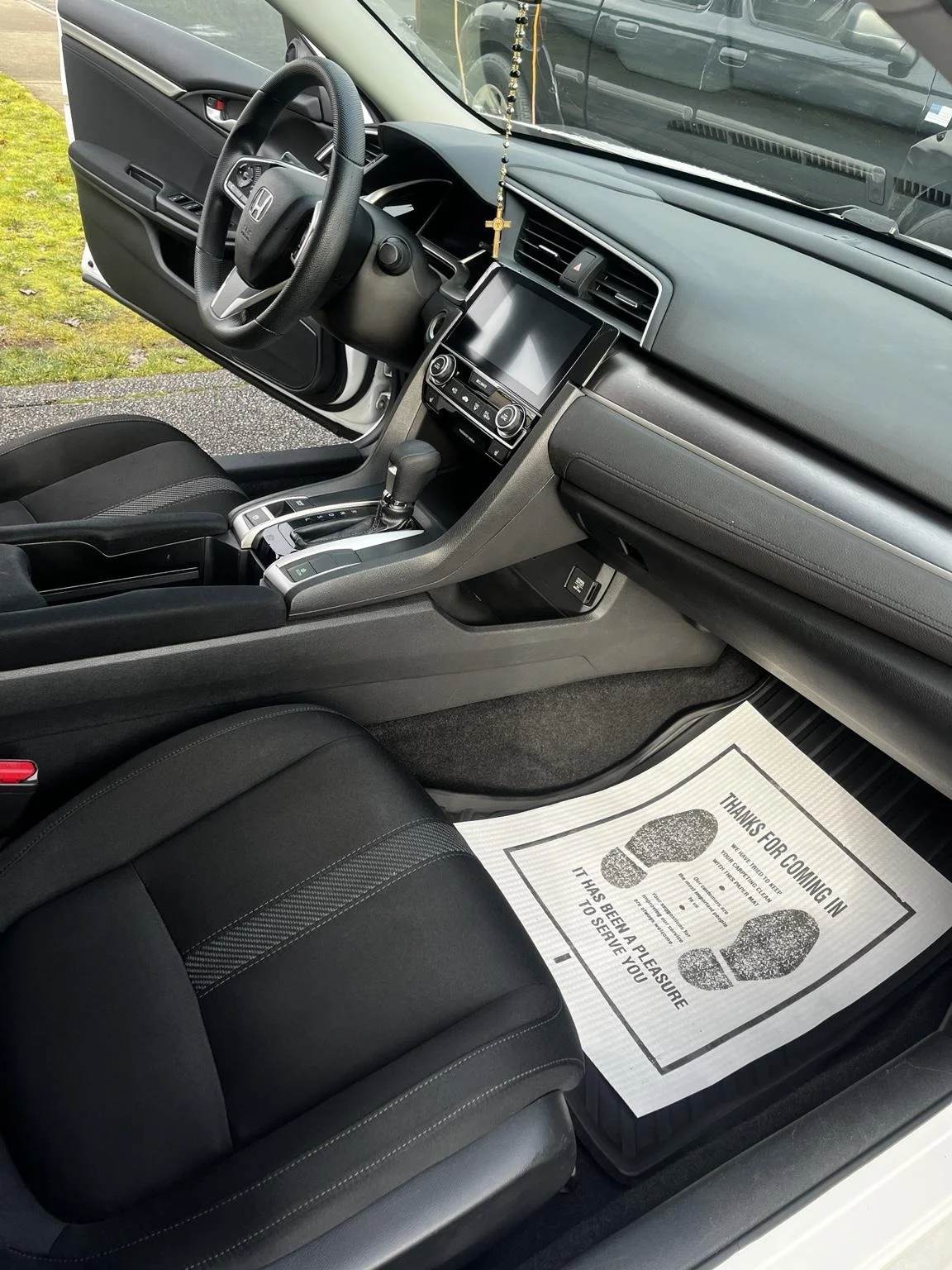 Full interior detailing service completed on Honda Civic