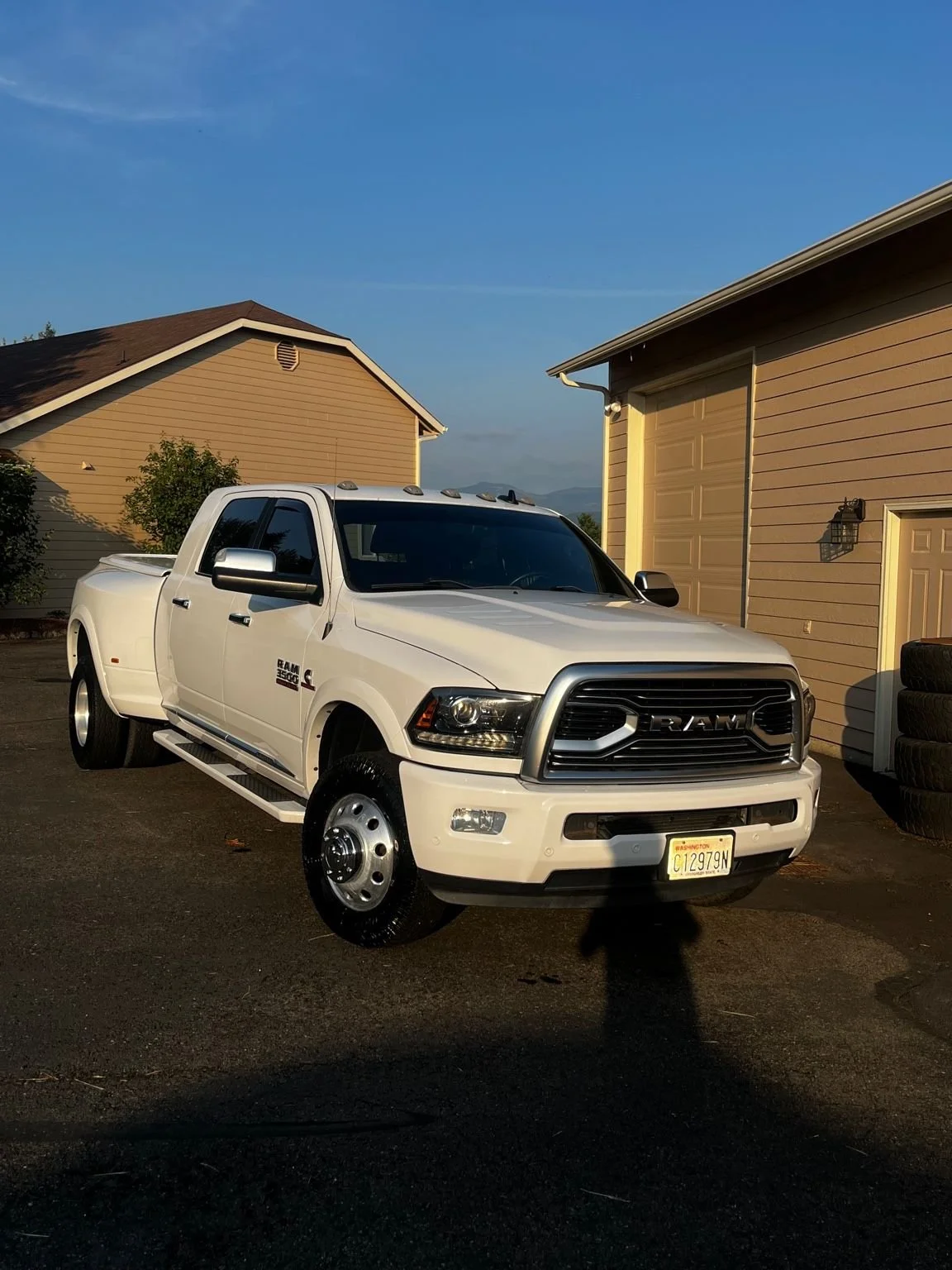 Ram 3500 Dually cleaned and detailed - premium wash and wax finish by Bryanz Auto Detailing in Washington.
