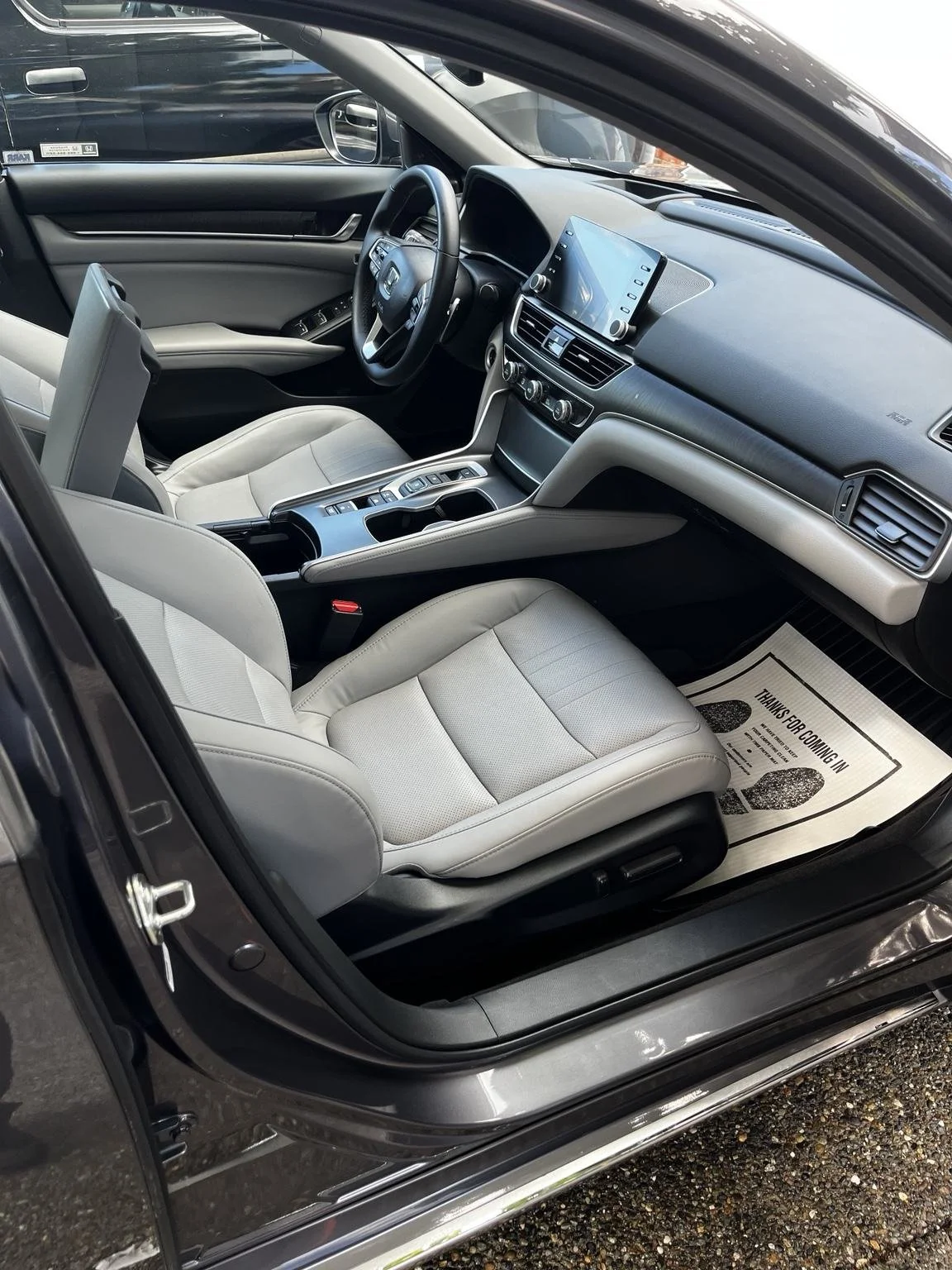 Honda Accord passenger interior detailing in Tacoma WA by Bryanz Auto Detailing featuring deep cleaned leather seats, dashboard, center console, and premium mobile interior detailing service.