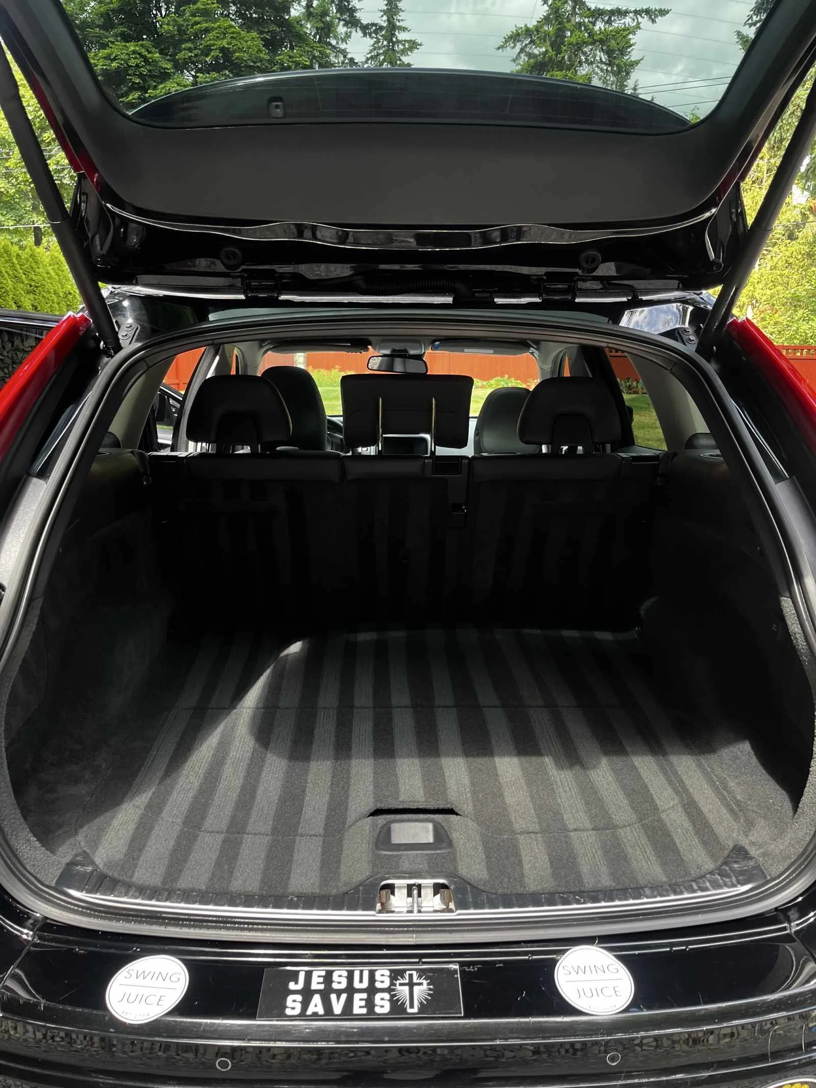 Clean vacuum-stripped trunk after interior detailing on Volvo by Bryanz Auto Detailing.
