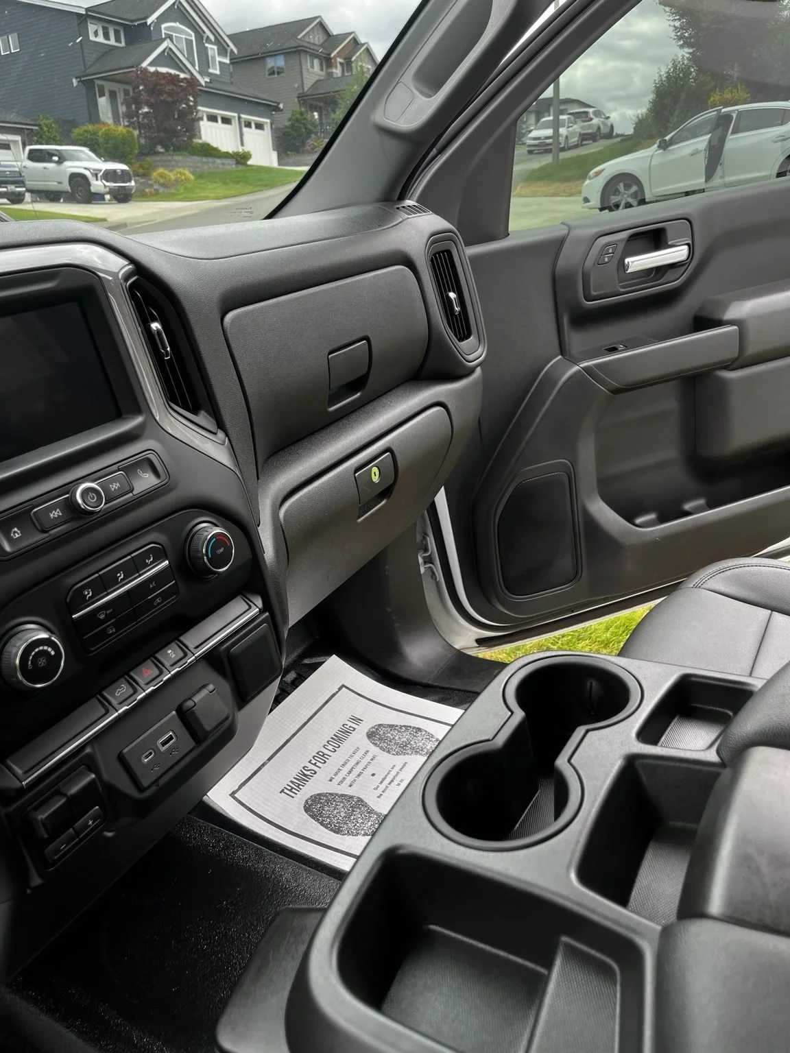 Chevrolet Silverado center console and passenger interior after detailing in Des Moines, WA by Bryanz Auto Detailing