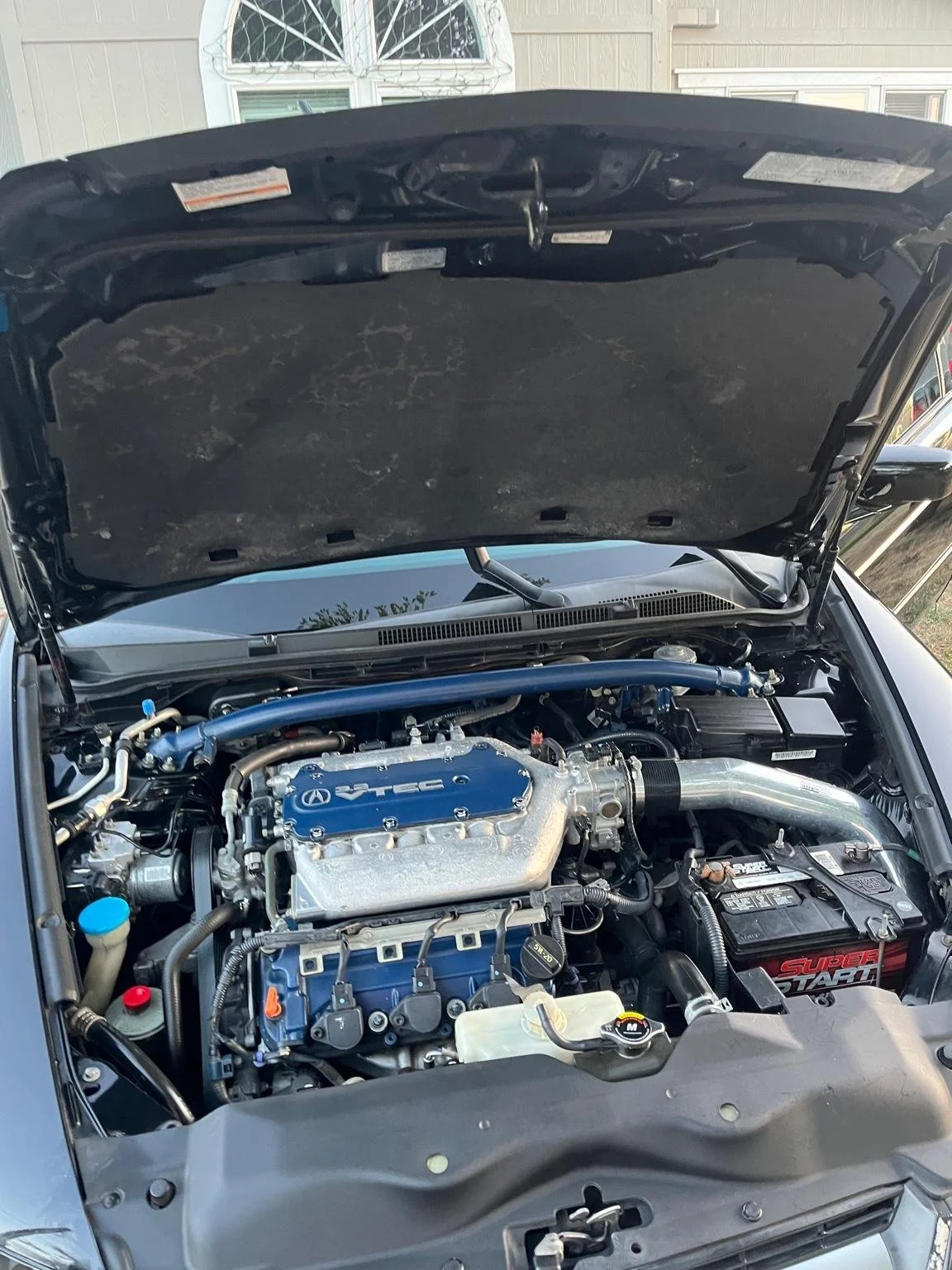 Acura TL VTEC engine bay professionally cleaned and detailed by BryanzAutoDetailing.