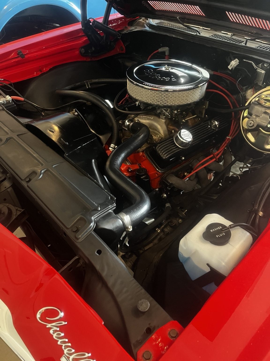 Classic Chevrolet engine bay detailing service completed in Bonney Lake, WA by Bryanz Auto Detailing.