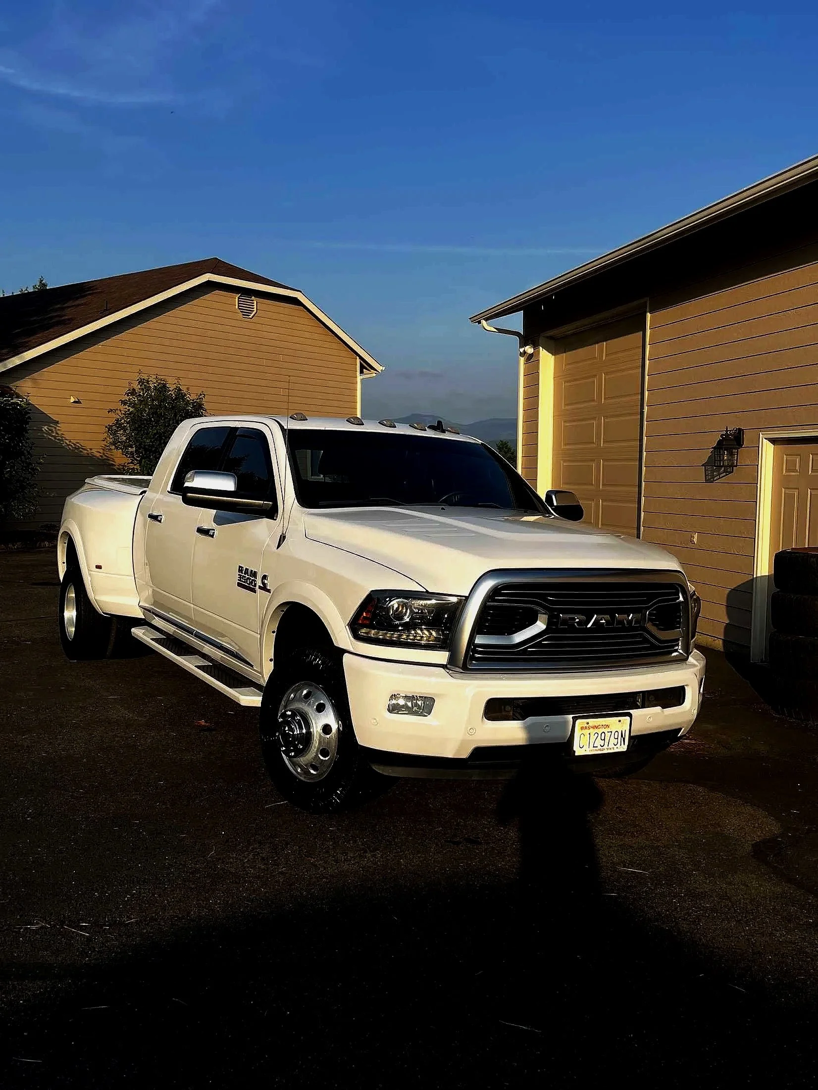 Fife Ram 3500 truck detailing with spotless white exterior and polished chrome accents