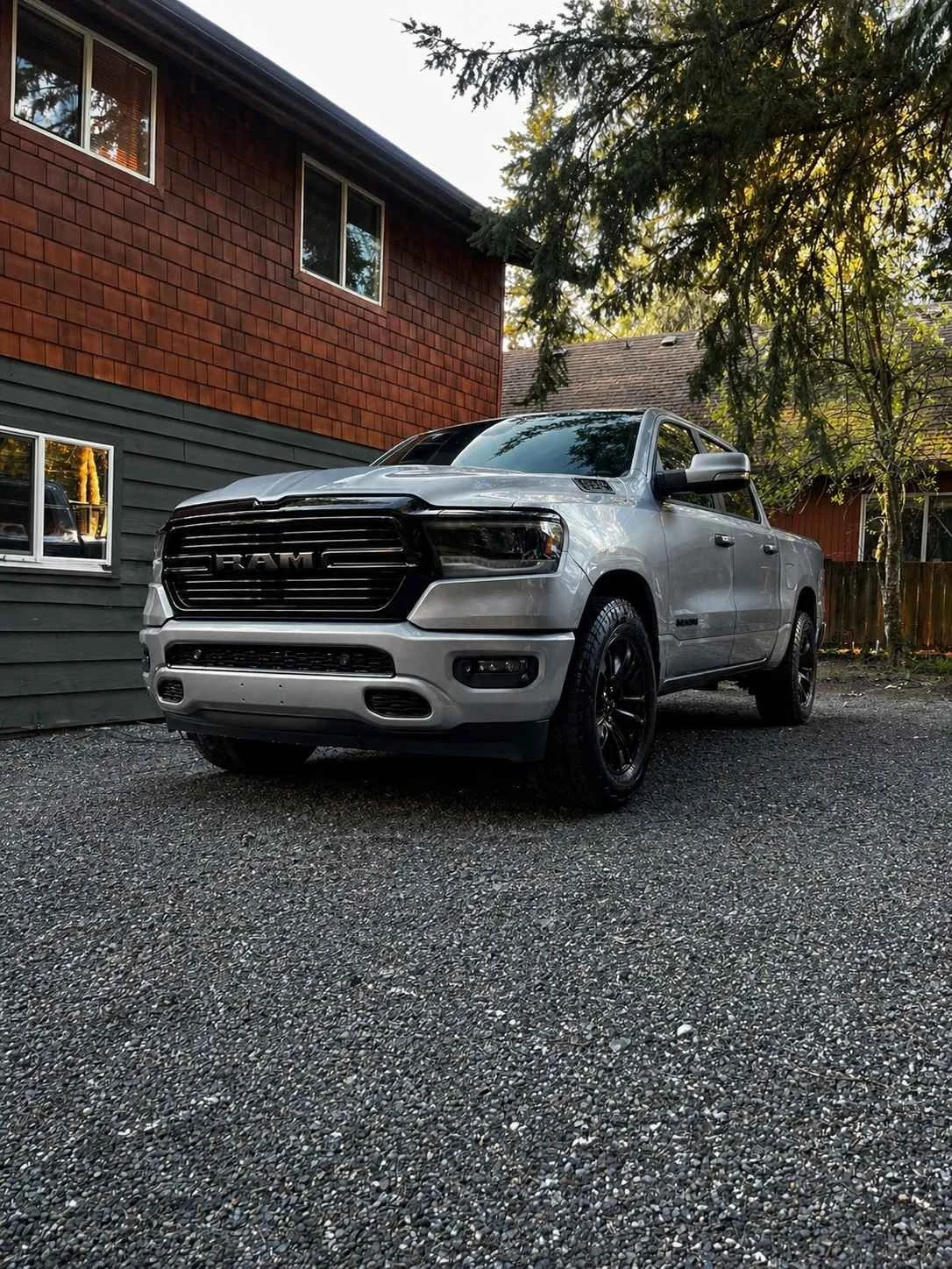 Ram truck exterior detailing with wash and wax finish at a maple valley home after mobile detailing service.