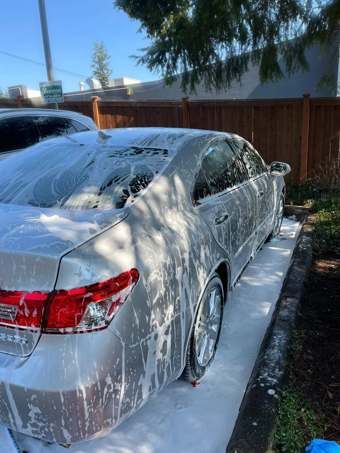 Foam pre-wash during mobile car detailing service in Graham, WA