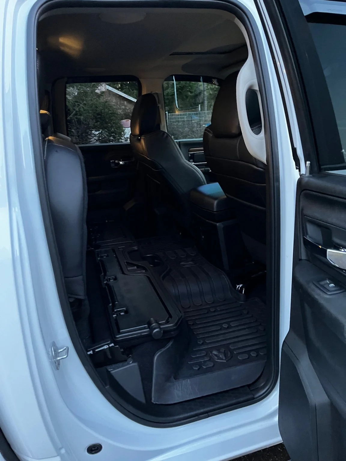 After pet hair removal on a Ram truck interior in Lake Tapps by Bryanz Auto Detailing with a clean floor and seats