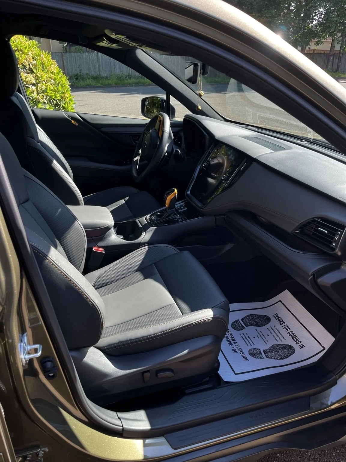 Full interior detailing service for Subaru Outback completed in Maple Valley WA by Bryanz Auto Detailing featuring deep interior cleaning, seat cleaning, dashboard detailing, center console cleaning, floor mat setup, and professional mobile detailing