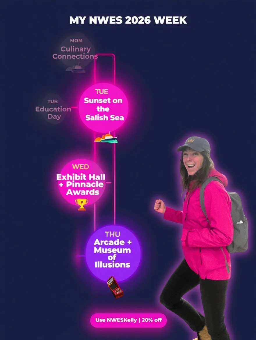 The 3rd best reason to grab a ticket to the Northwest Event Show?? Their format is updated and spread across many days with many themes and goals!! 

I'm joining events on Tuesday, Wednesday, and Thursday... 

(1) The Sunset on the Salish Sea Cruise
