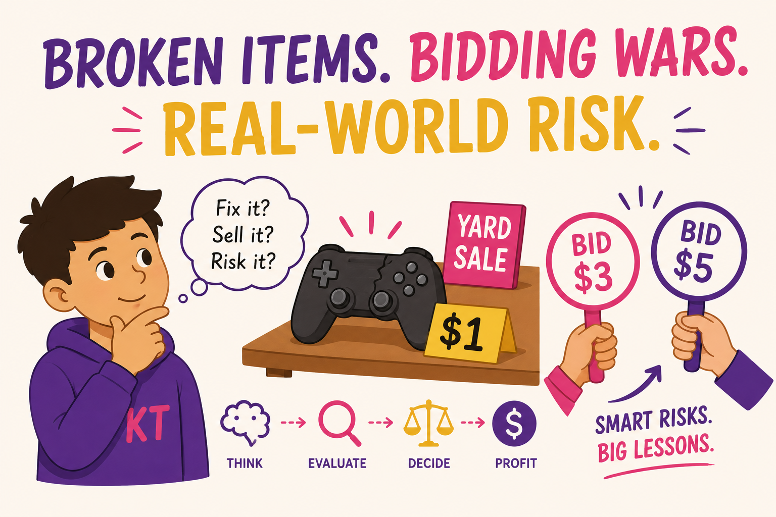 What Broken Items and Bidding Wars Teach Kids About Risk