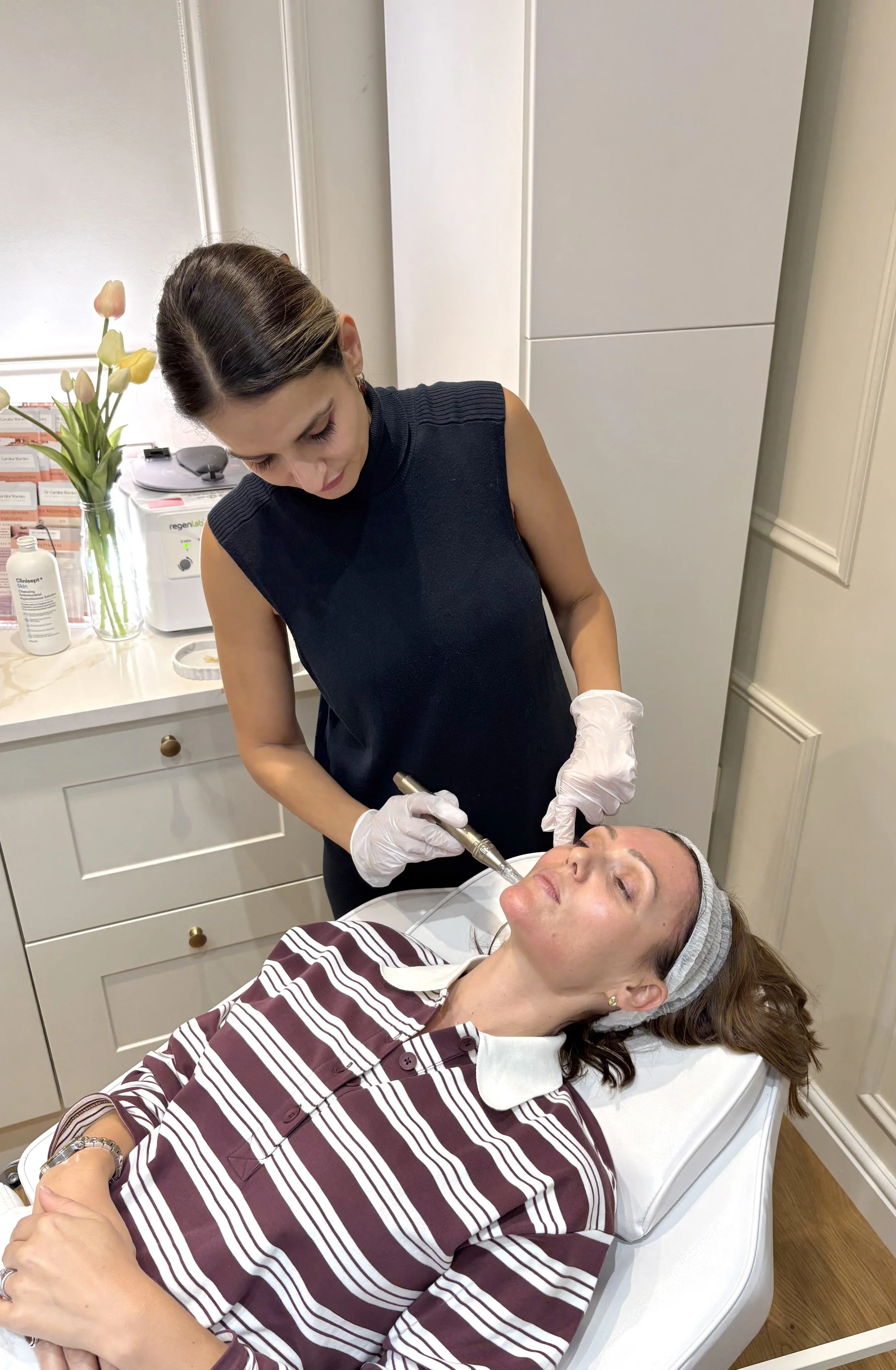 A photo of a consultation on a page about microneedling at dr caroline wardens doctor led skin & aesethetic clinic in hale, altrincham/south manchester