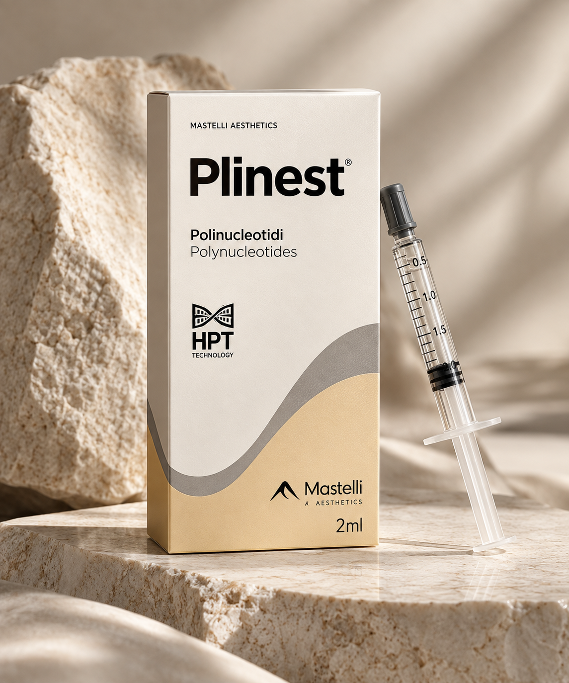 Mastelli Plinest PN HPT polynucleotide injectable skin rejuvenation product with syringe