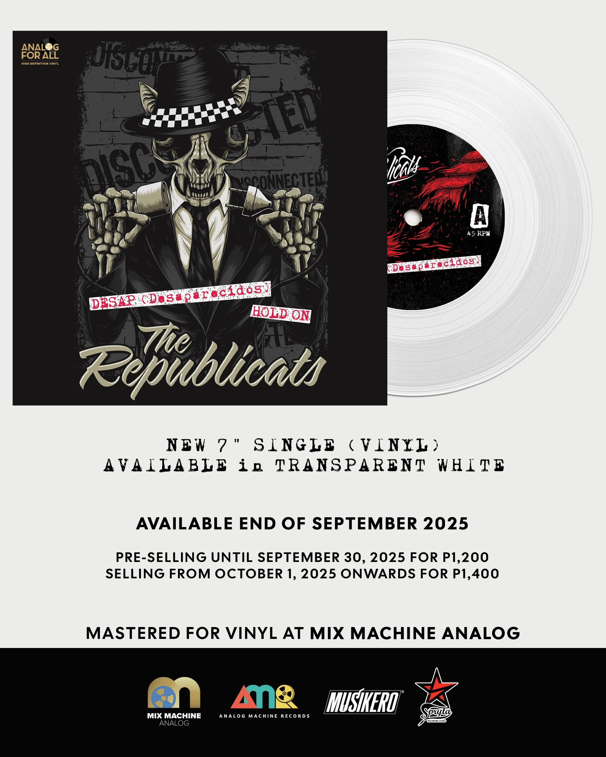 THE REPUBLICATS 7" Singles on clear vinyl