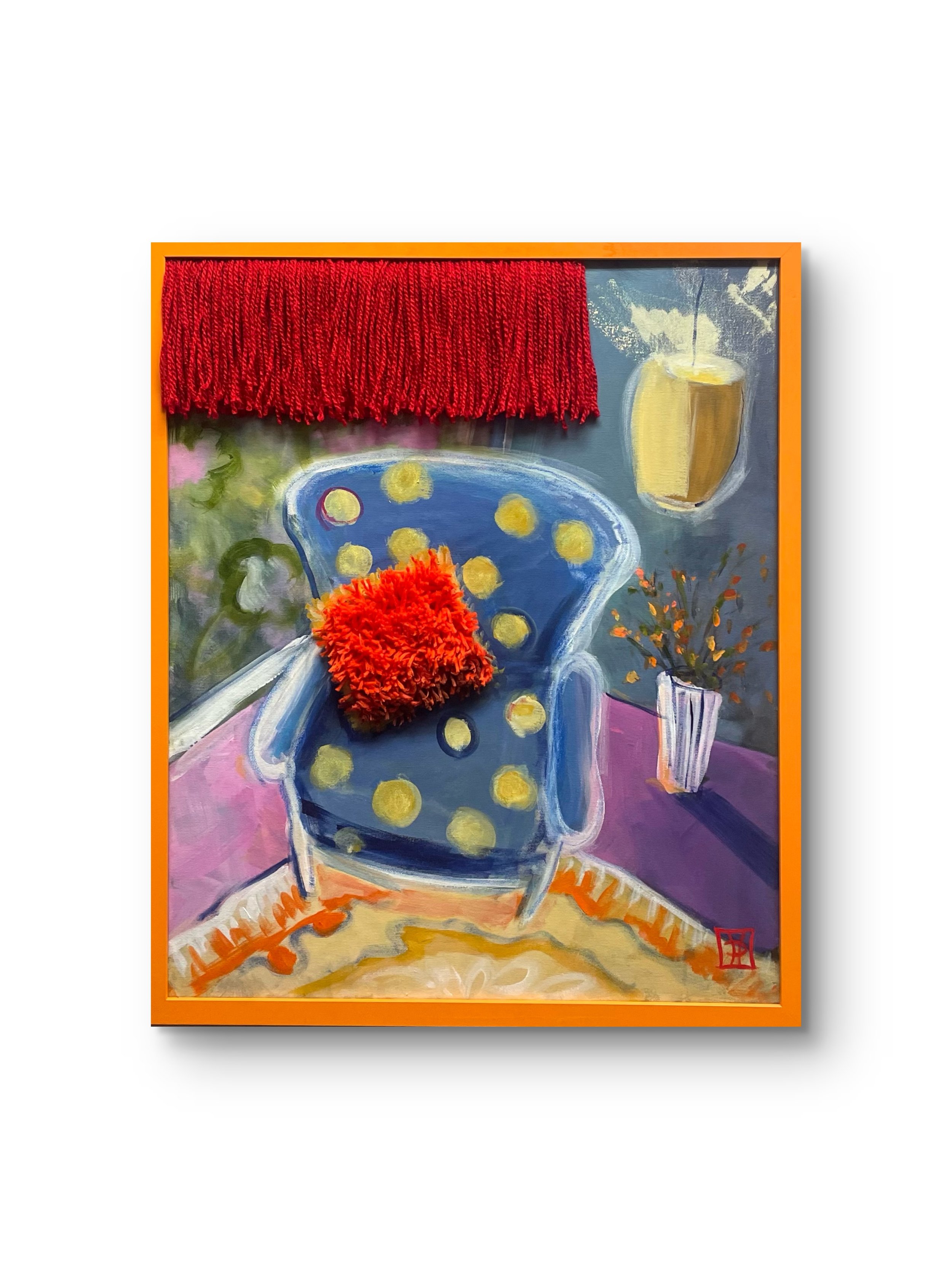 Yellow Dots, Leinwandobjekt mit Rahmen, 50x50 cm, 2026