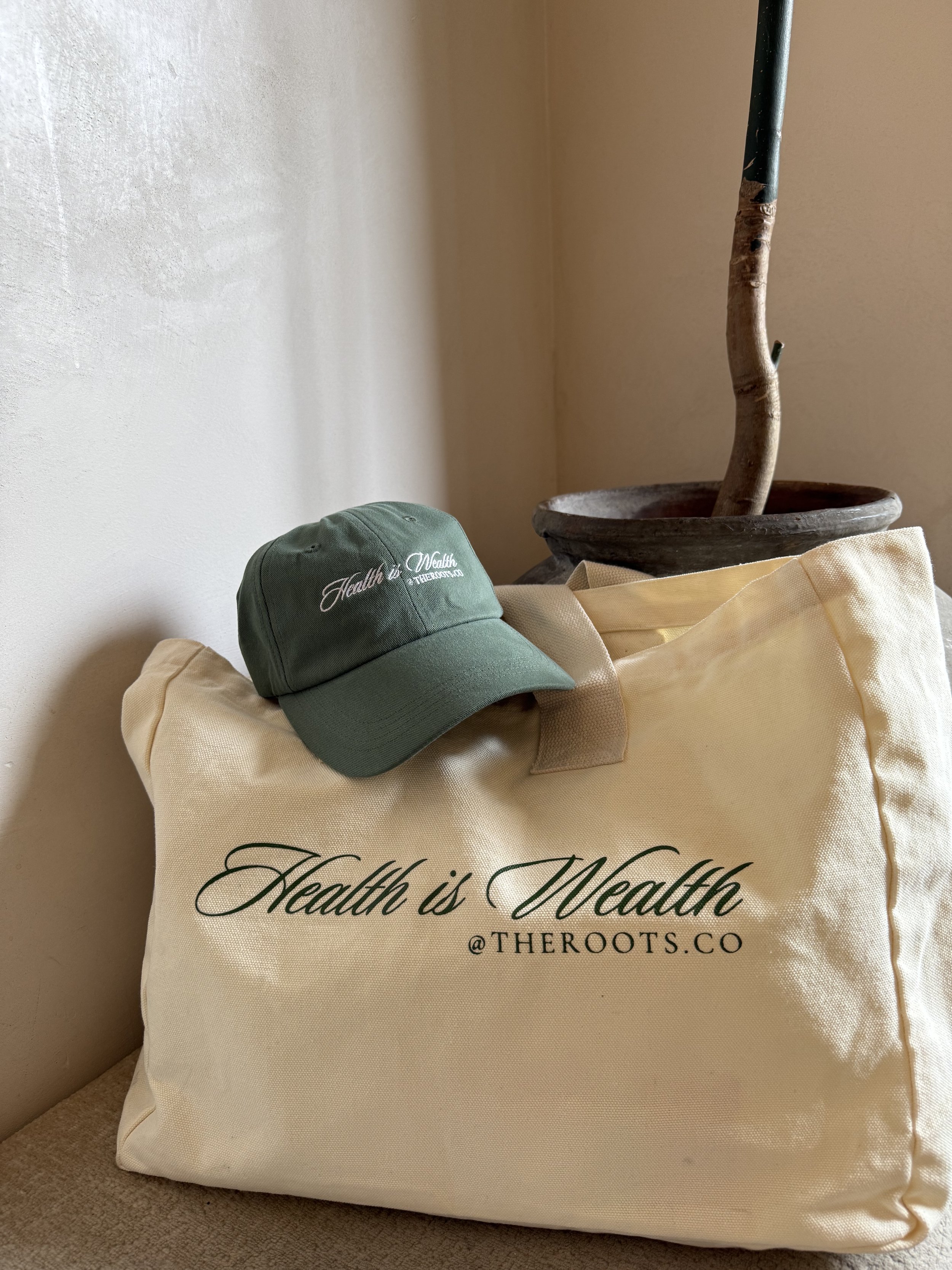 HEALTH IS WEALTH TOTE BAG