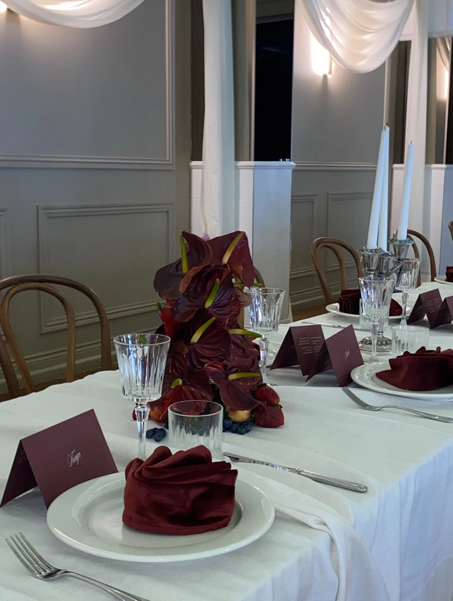 Reception details for J&amp;D 💫 highlight of 2025 

Styling @tildeath_events
Venue @mirra.events
Hire @simply.seated
Draping @outofthedarkeventlighting
Stationery @lauraelizabethdesign