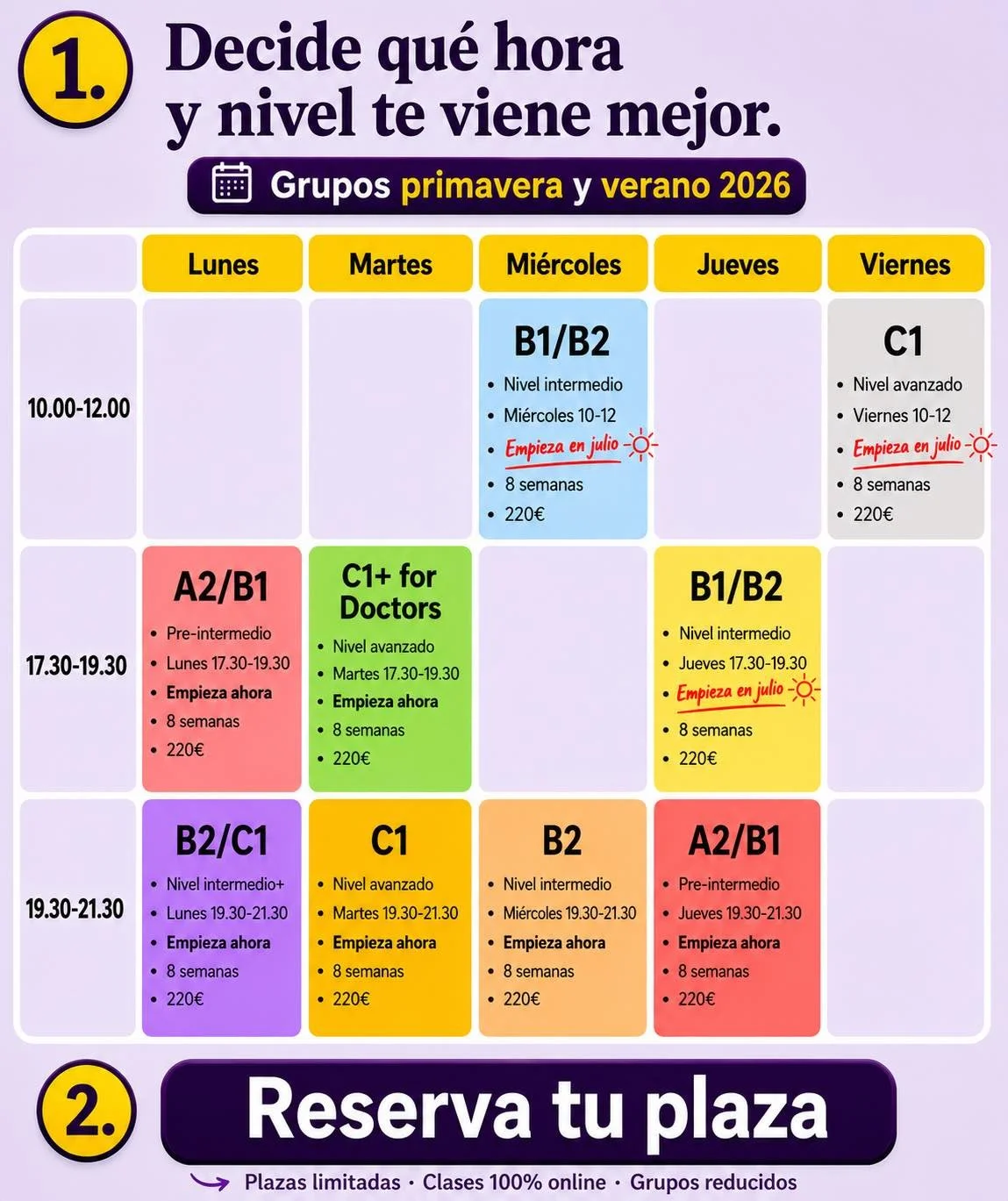 clases ingles online verano 2026