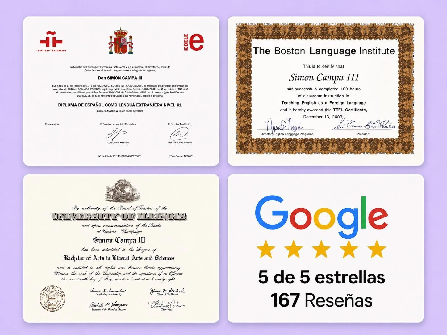 Credentials Simon Campa Wilkins