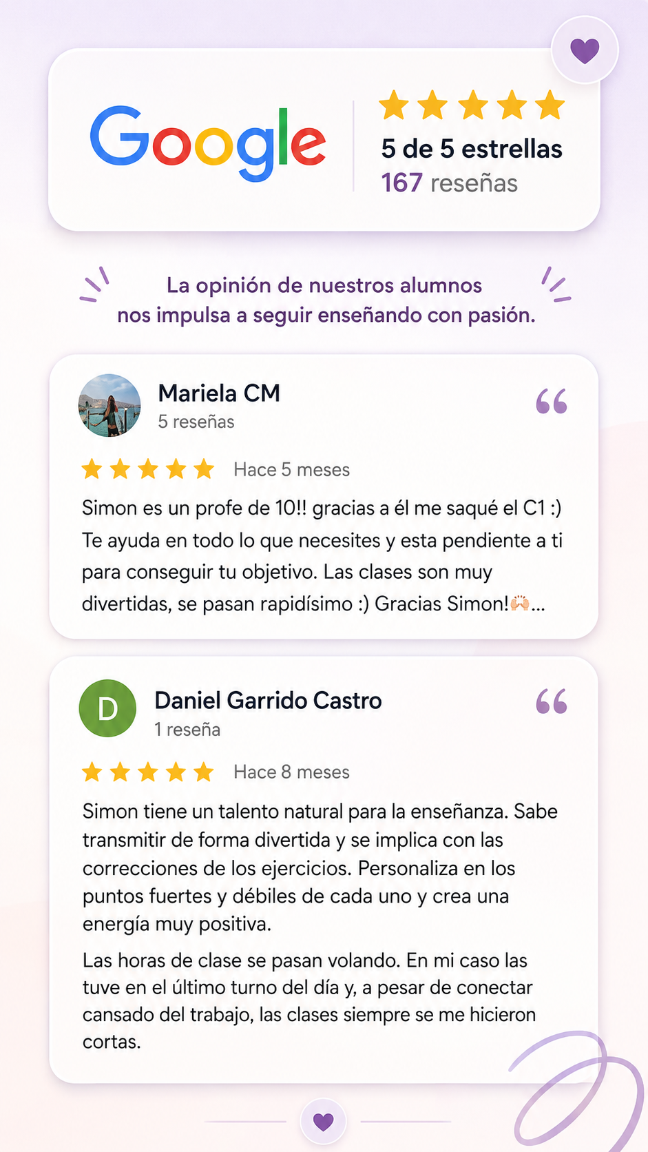 Reseñas Google Granada Simon Campa Wilkins
