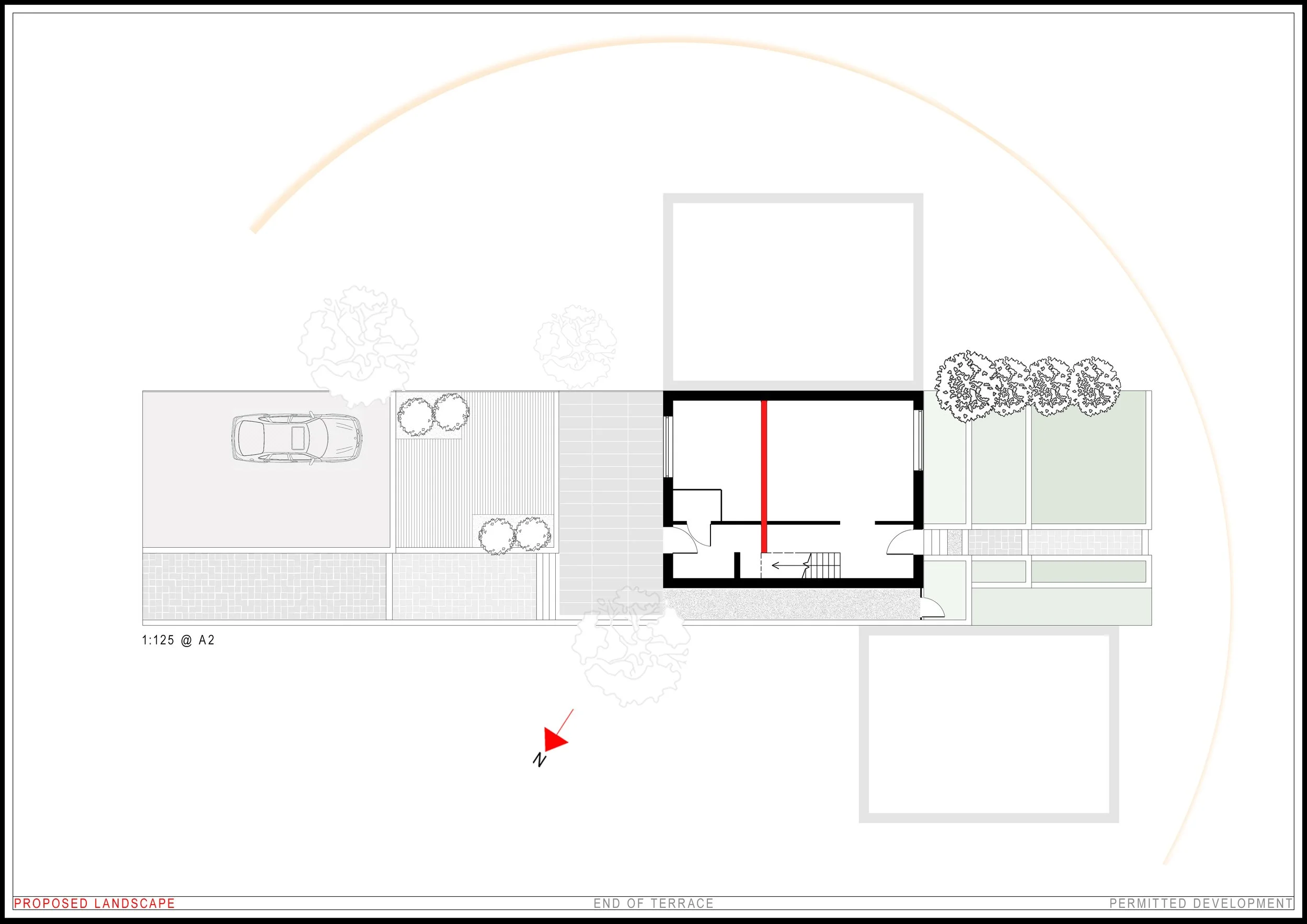 Bespoke residential proposal. Permitted development. Proposed plan view and landscape.