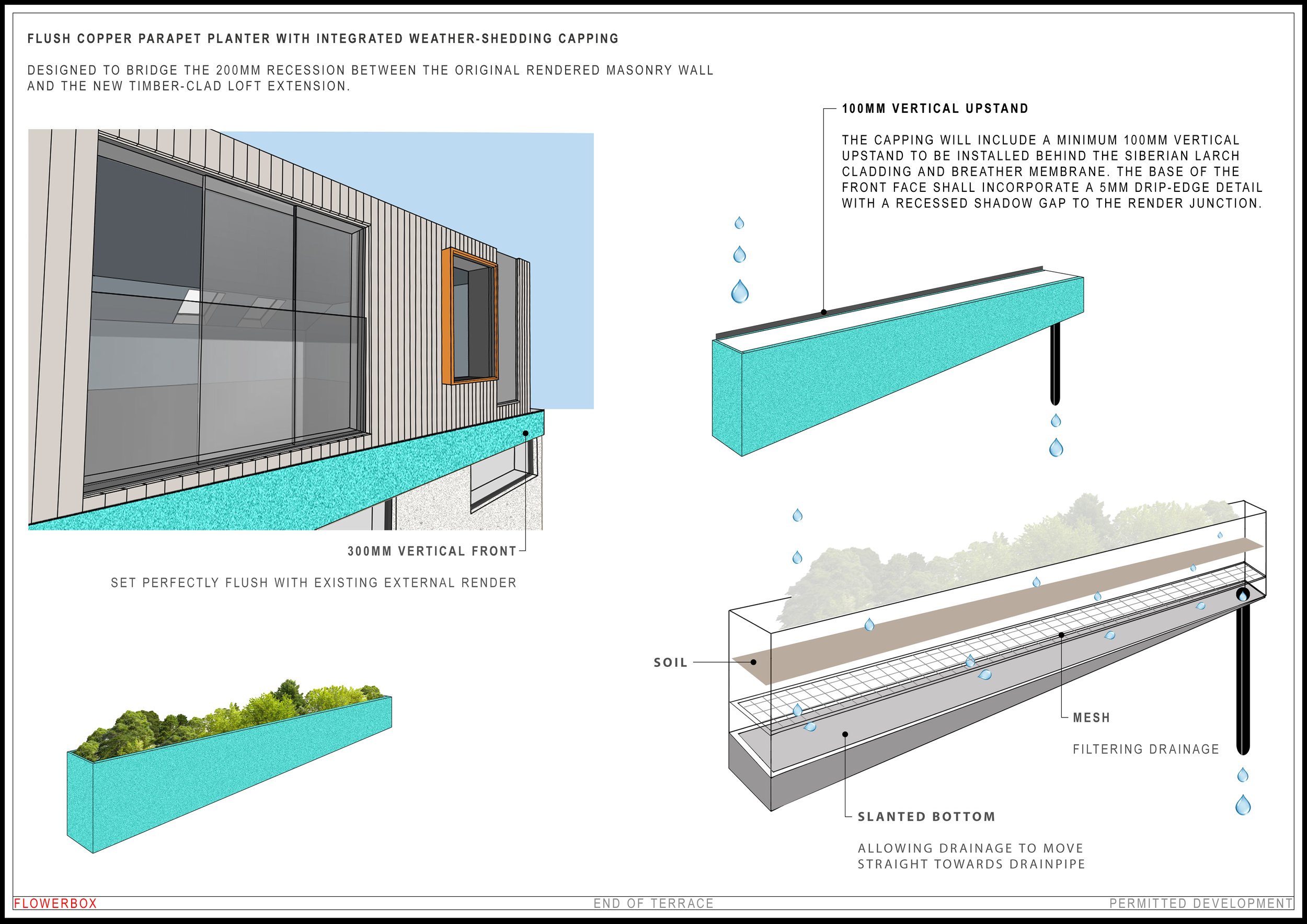 Bespoke residential proposal. Permitted development. Flowerbox details.