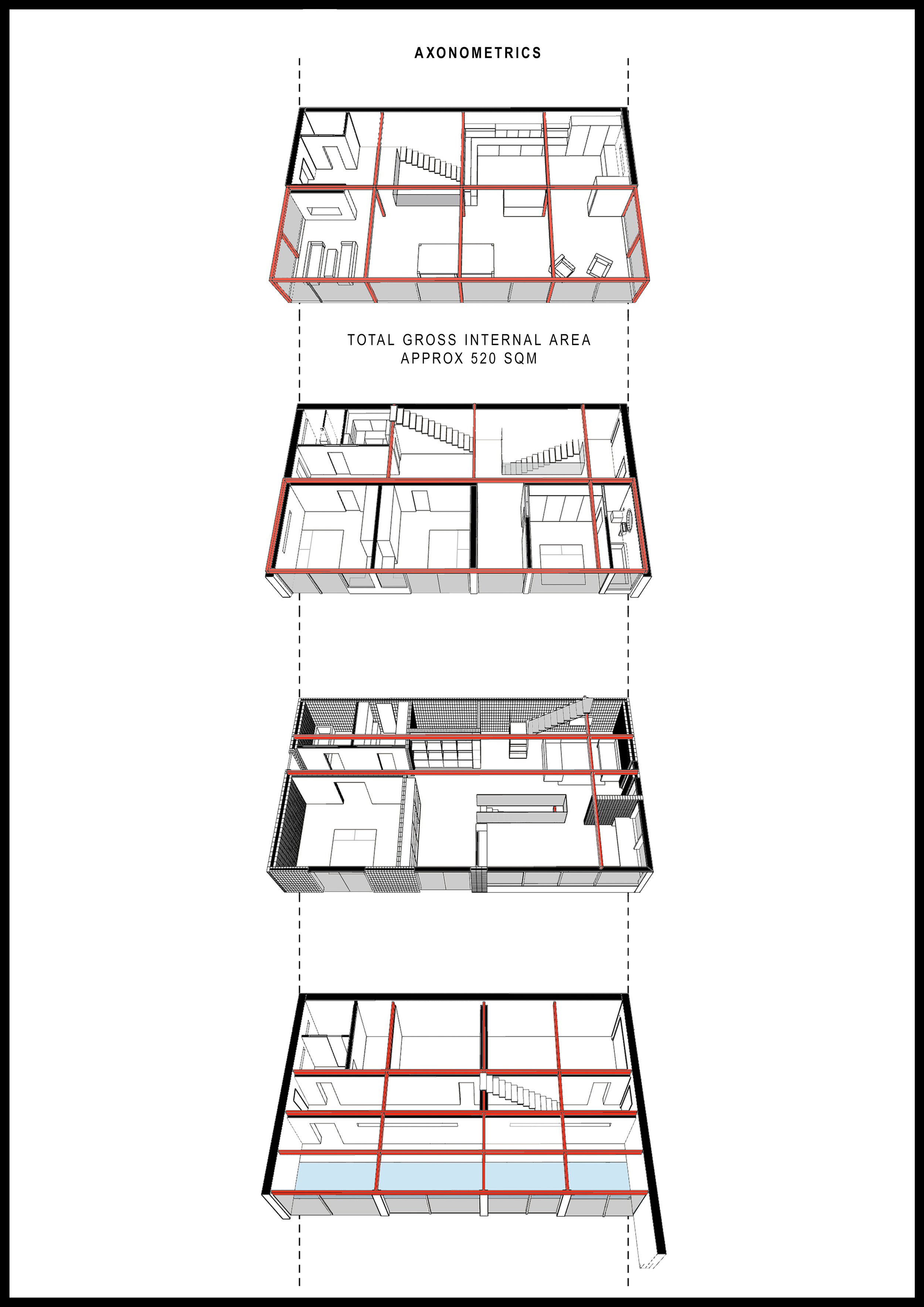 Bespoke residential design. Axonometrics.