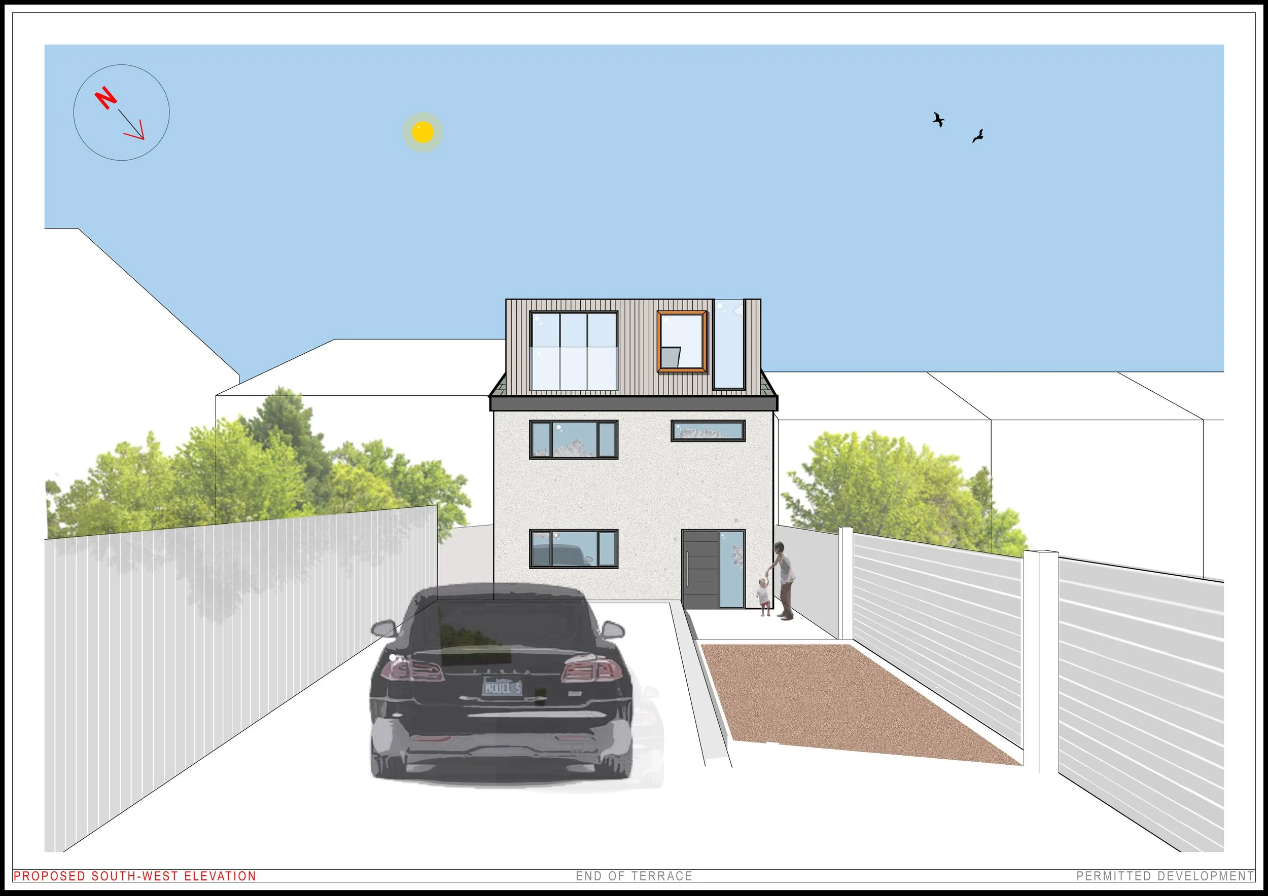 Bespoke residential proposal. Permitted development. Proposed back illustration..