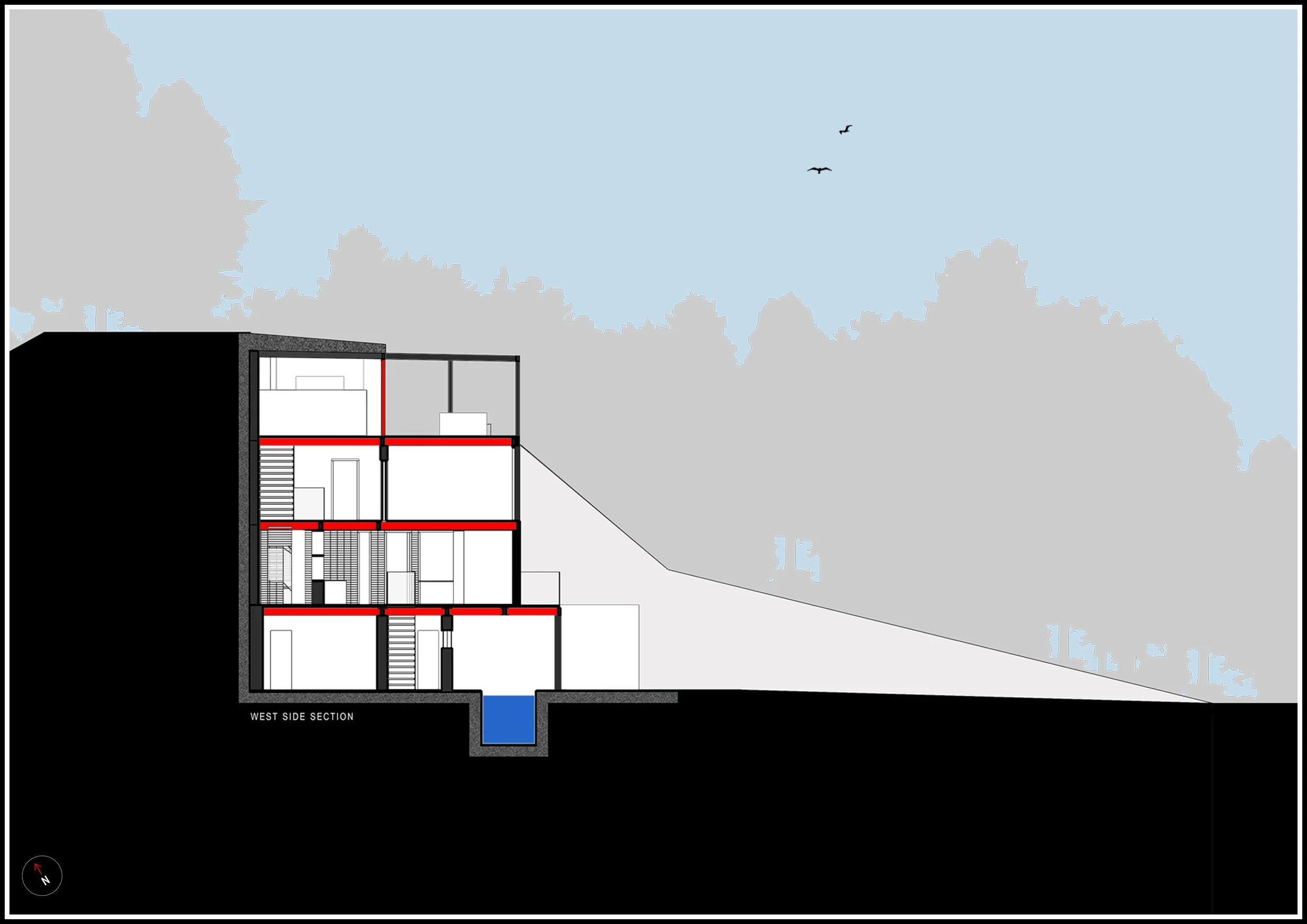 Bespoke residential design. Right side section.