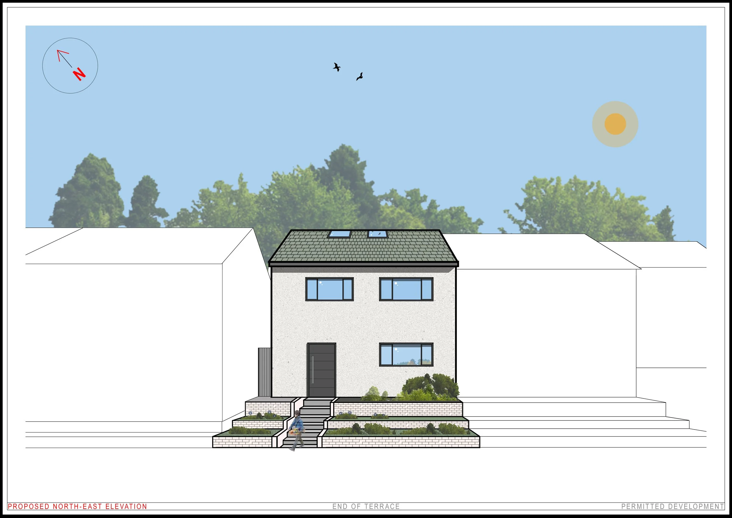 Bespoke residential proposal. Permitted development. Front illustration.