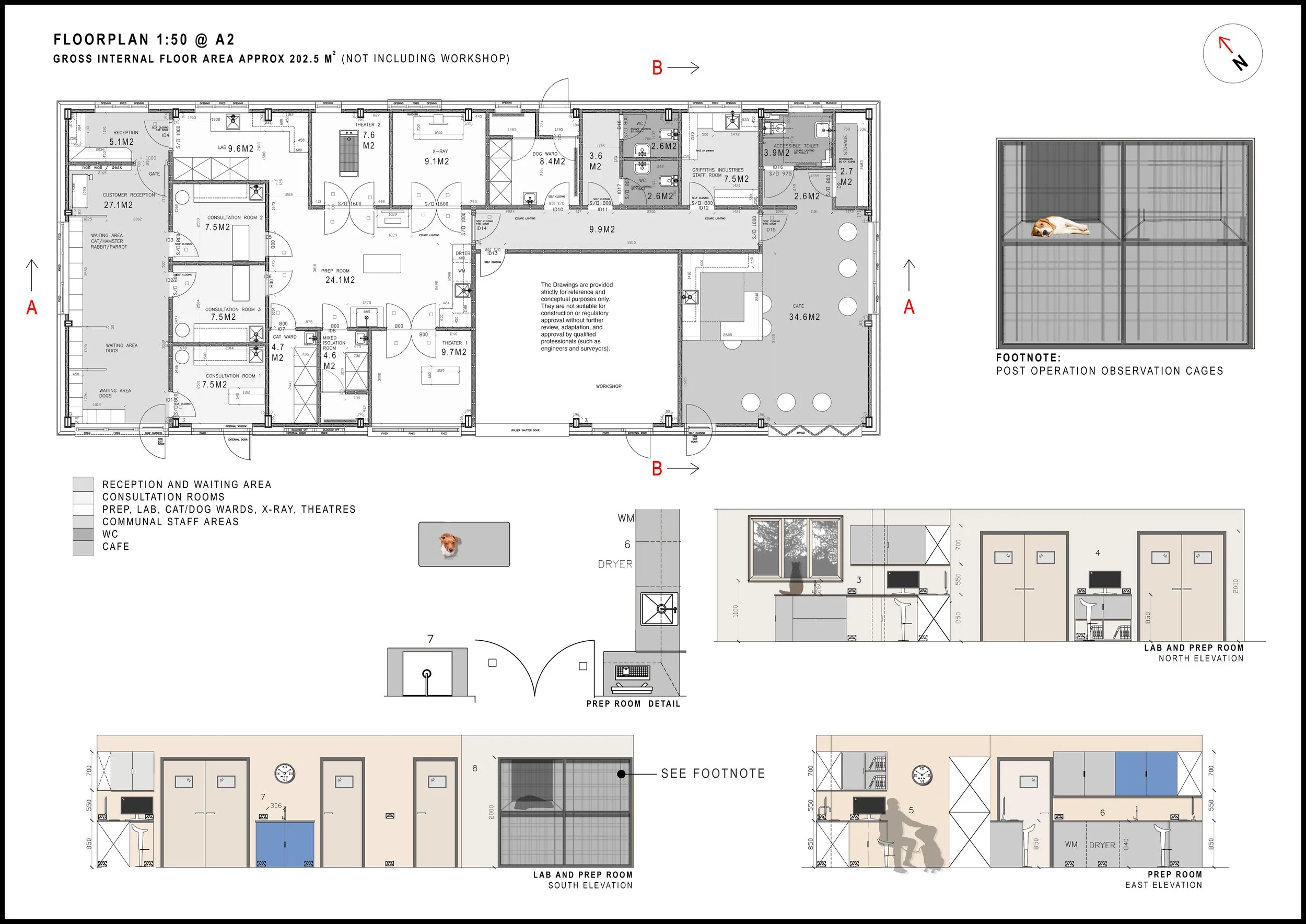 Commercial fit-out of veterinary clinic. Planning and tender drawings.