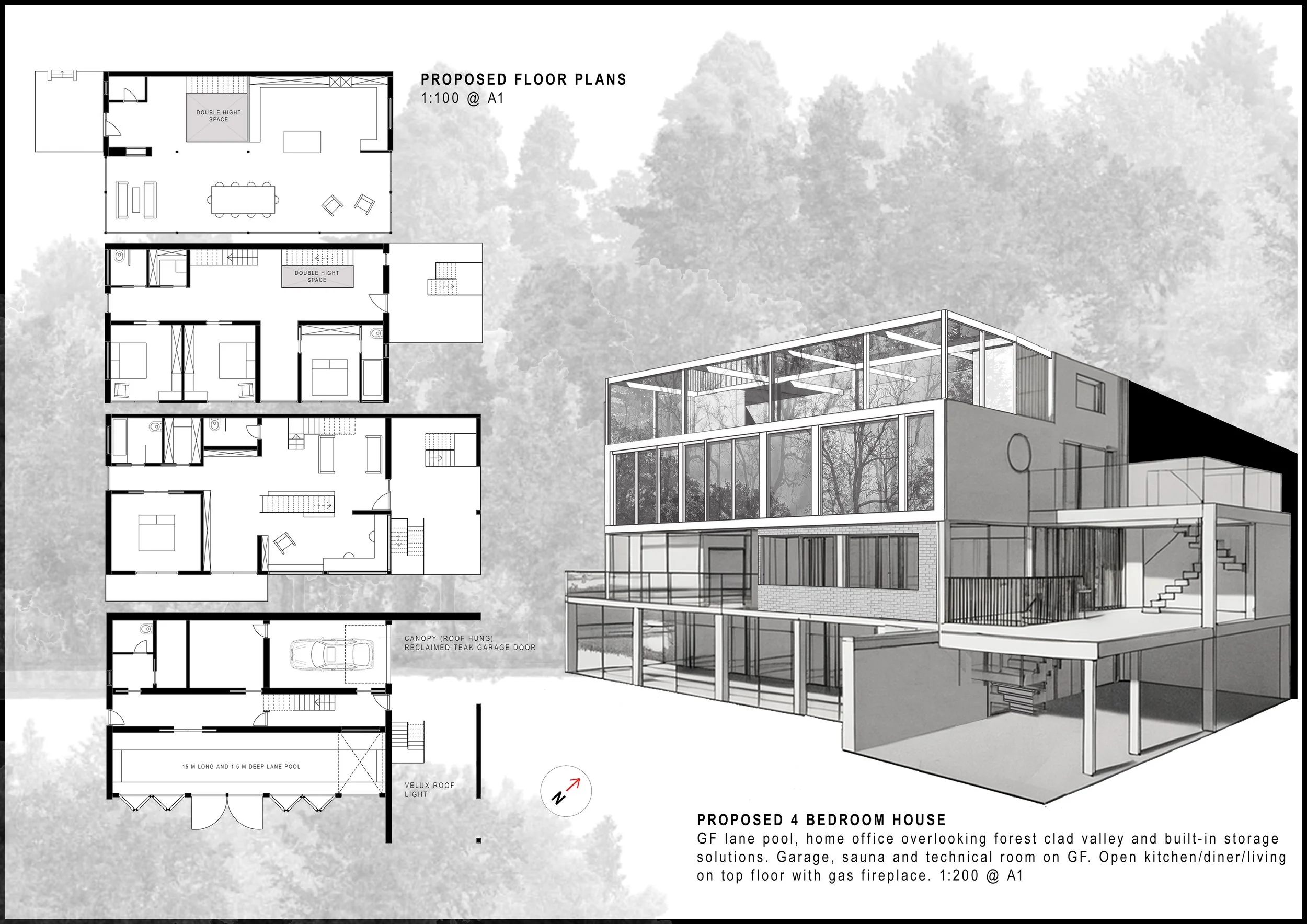 Bespoke residential 3D view render and floor plan proposal by Camilla Doig Lorentzen