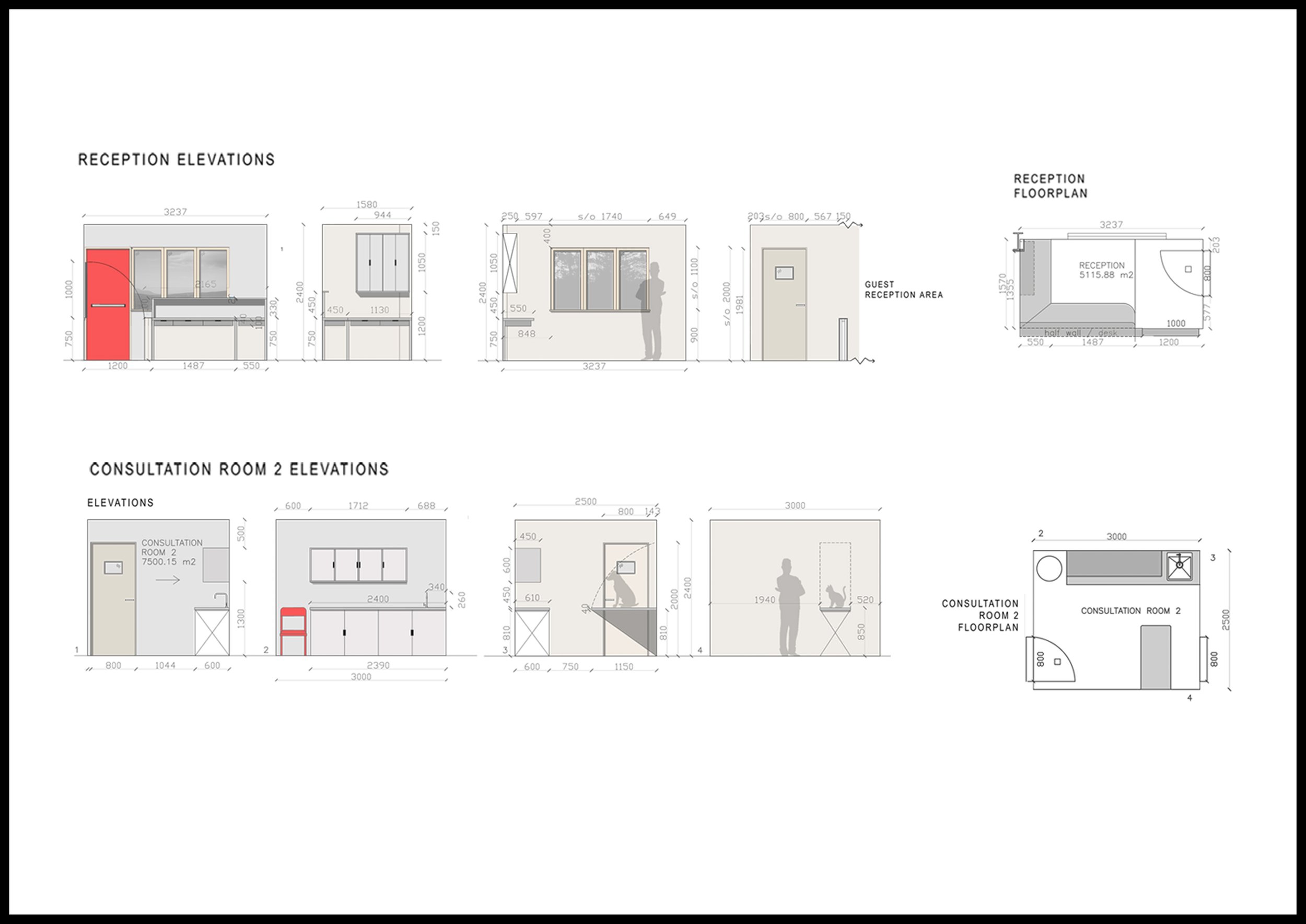Reception and Consultation room elevations