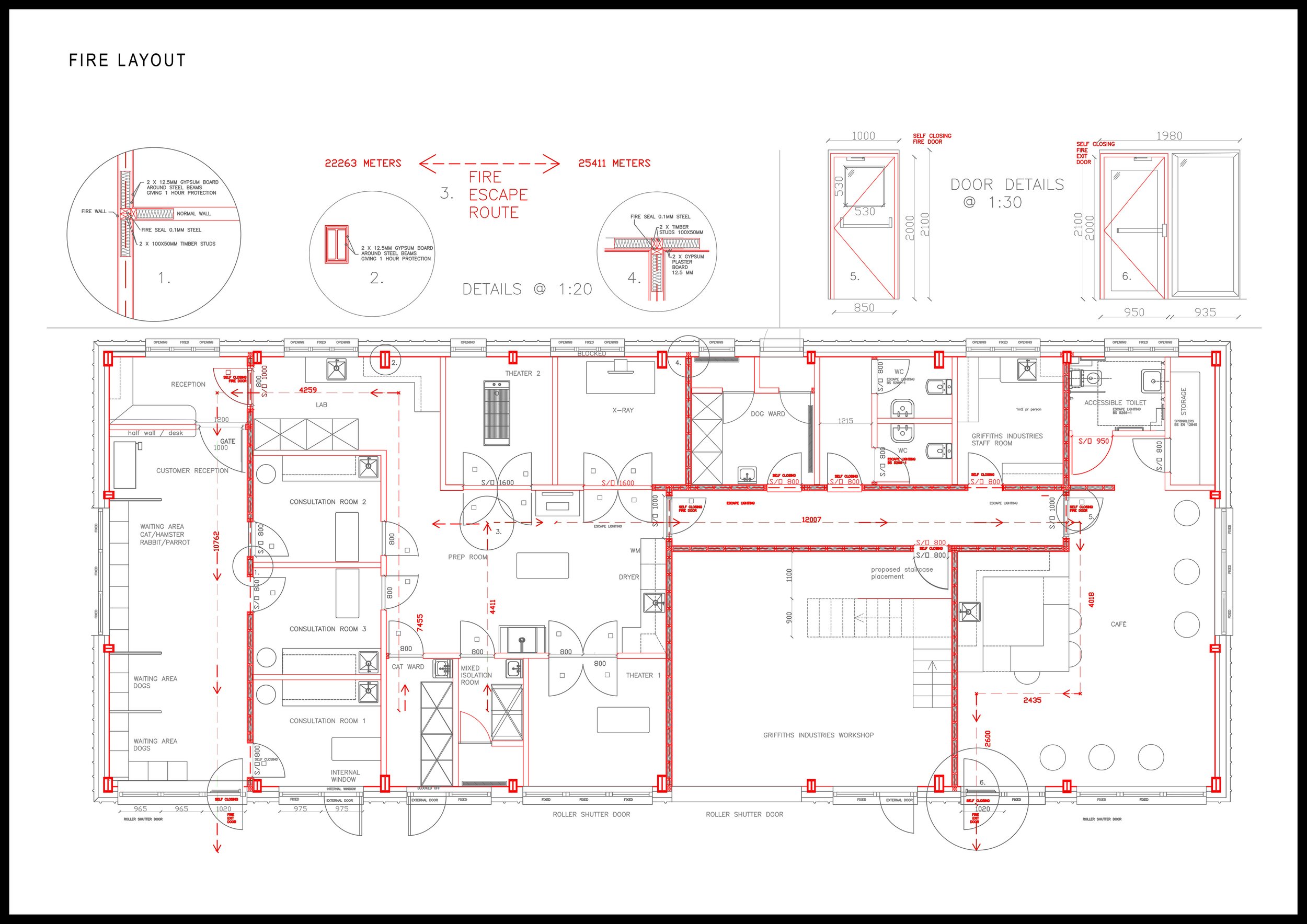Commercial fit-out of veterinary clinic. Planning and tender drawings.