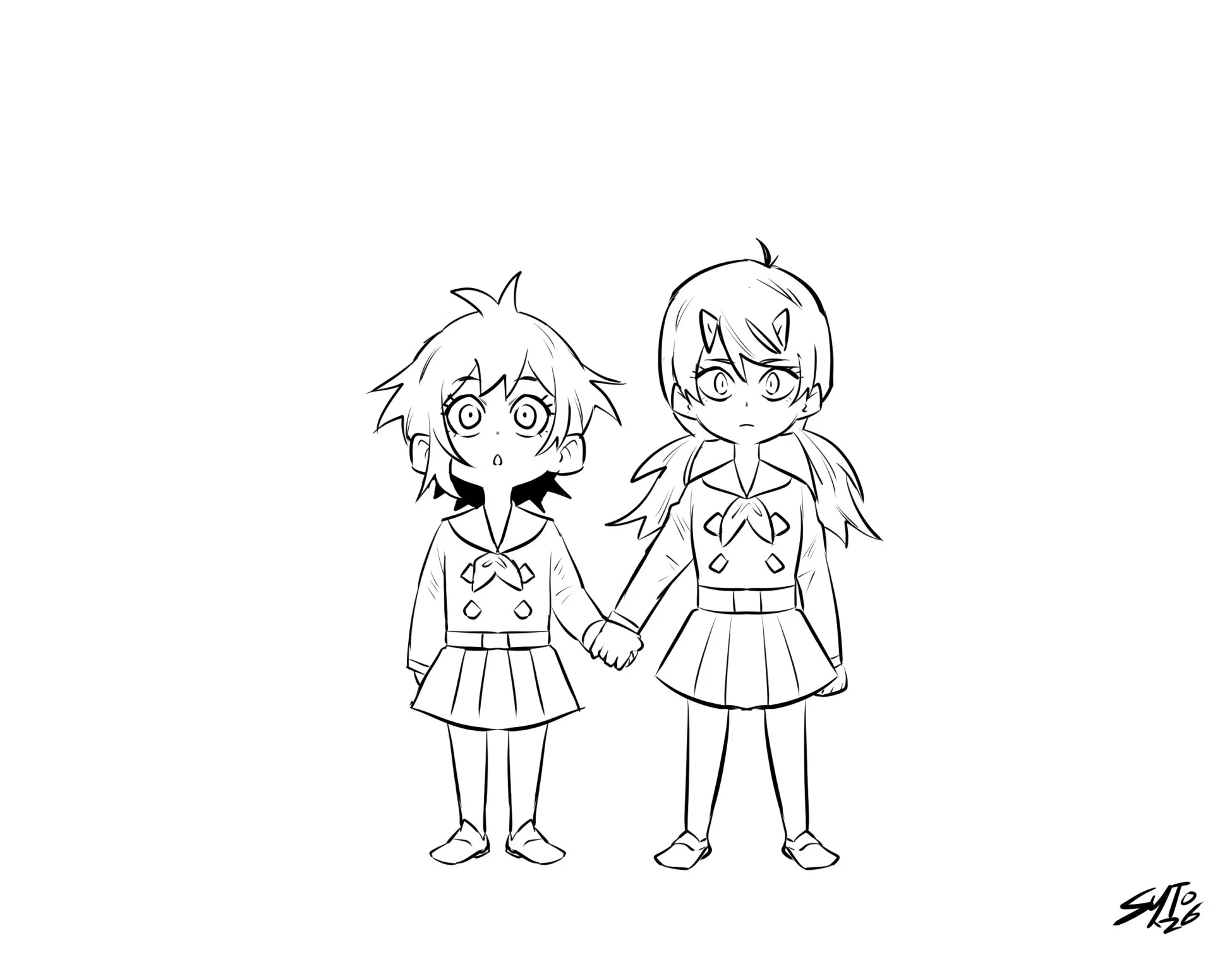 MC and Helia. The initial concept for them was that they grew up together in an orphanage as kids.