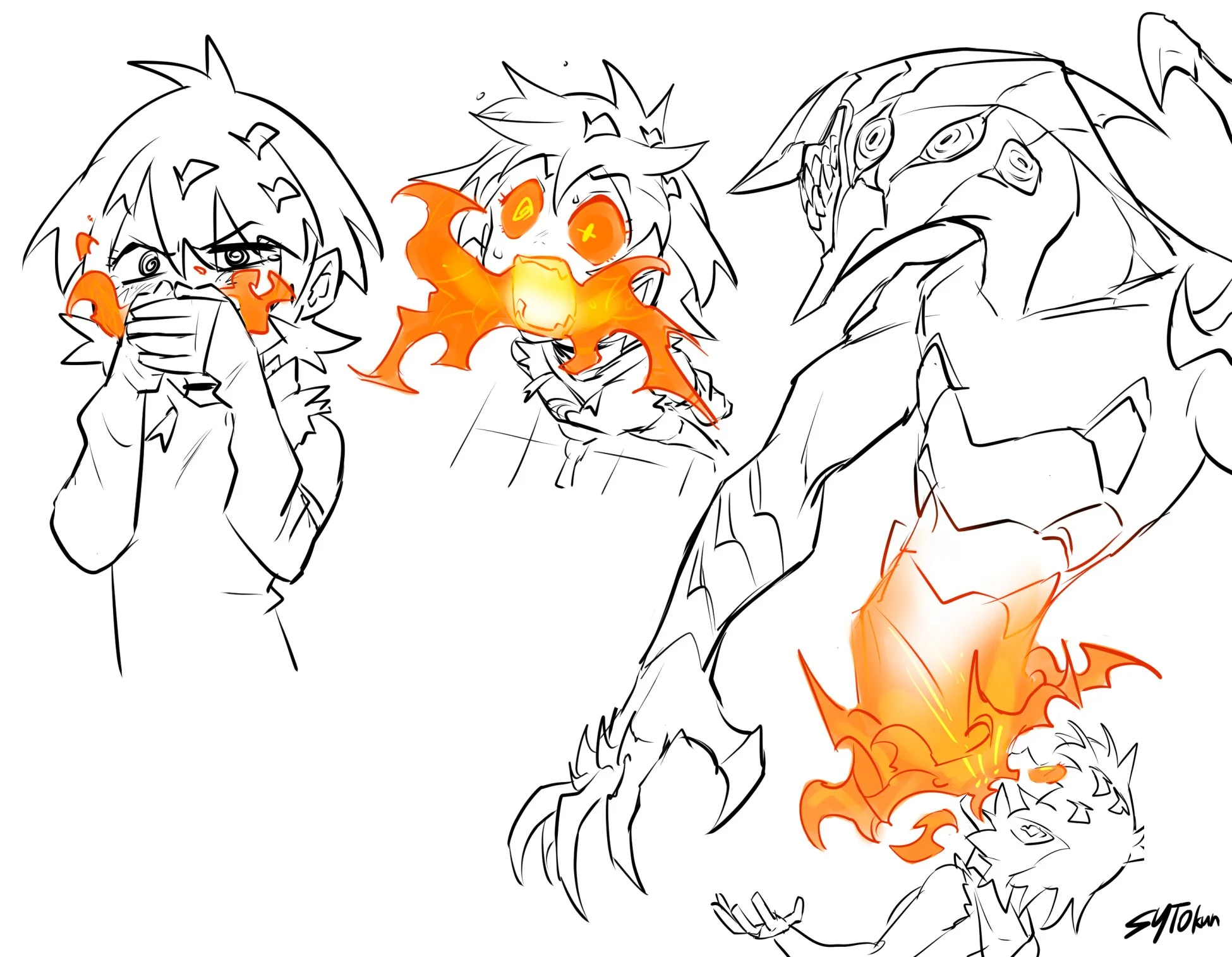Playing around some more with what MC's summoning powers could look like. A lot of FLCL influence for sure.