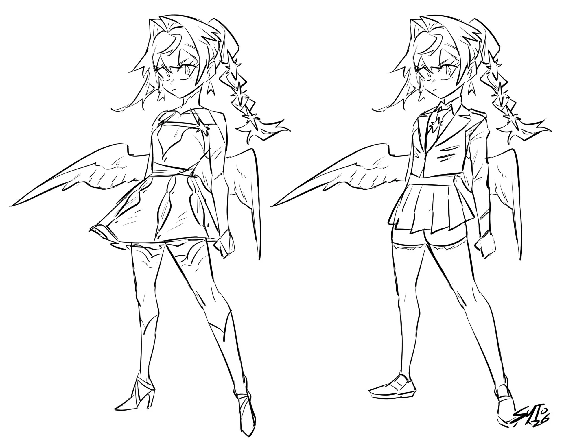 Vise. Experimenting with giving her "head wings" that blended with her hair.