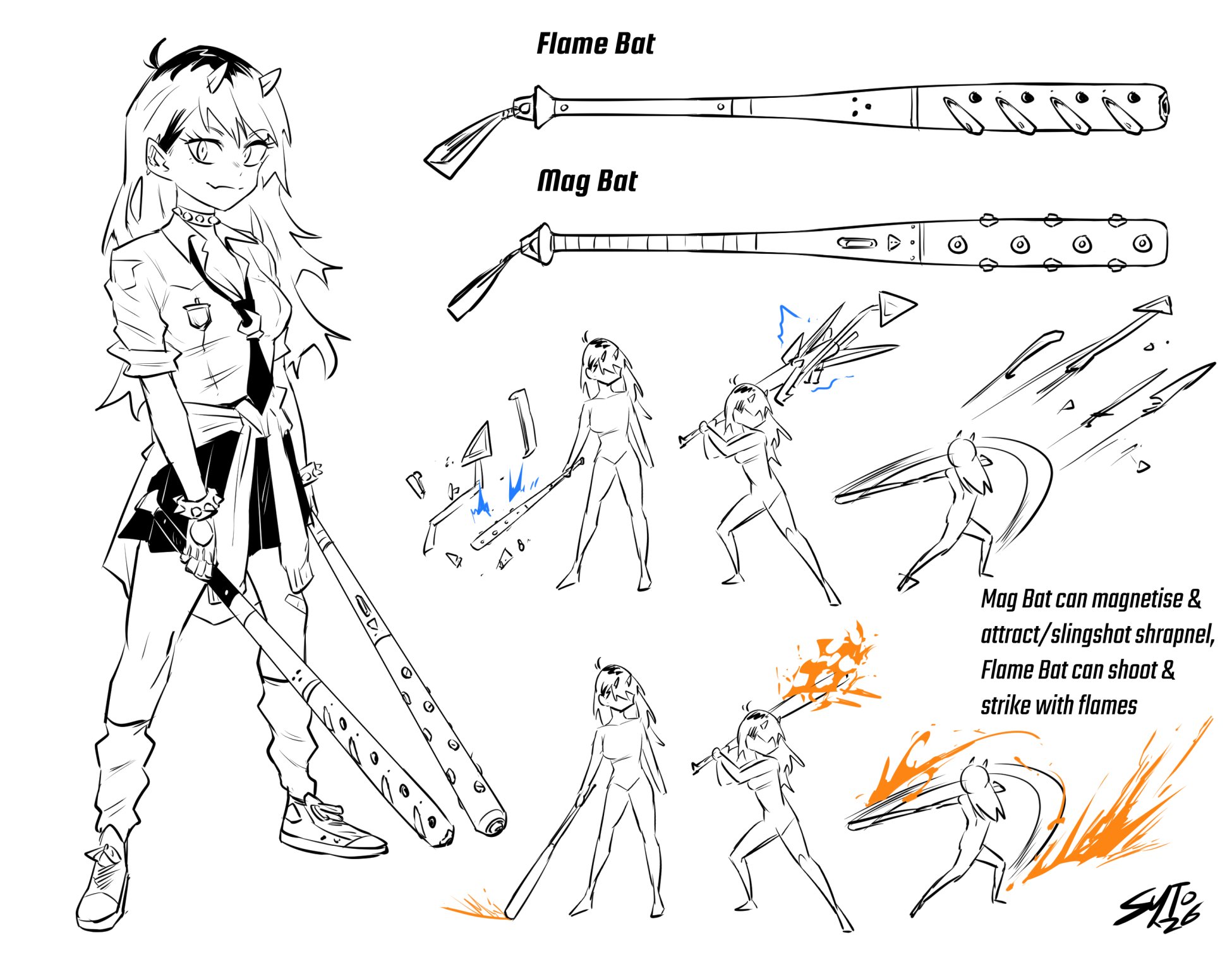 Another concept for Helia's bat weapon + combat. The idea is cool but would later be reworked.