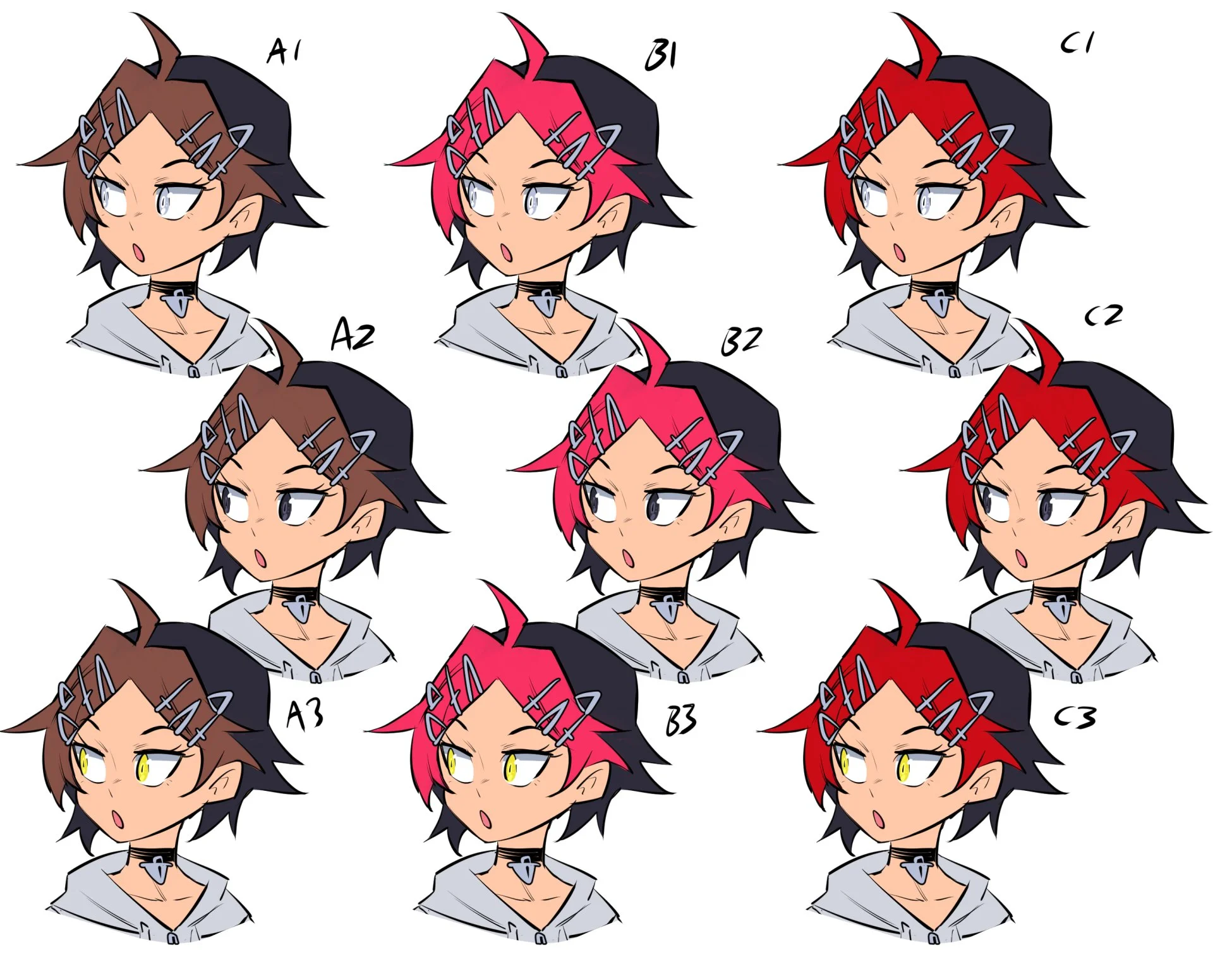 MC hair + eye colour scheme exploration.