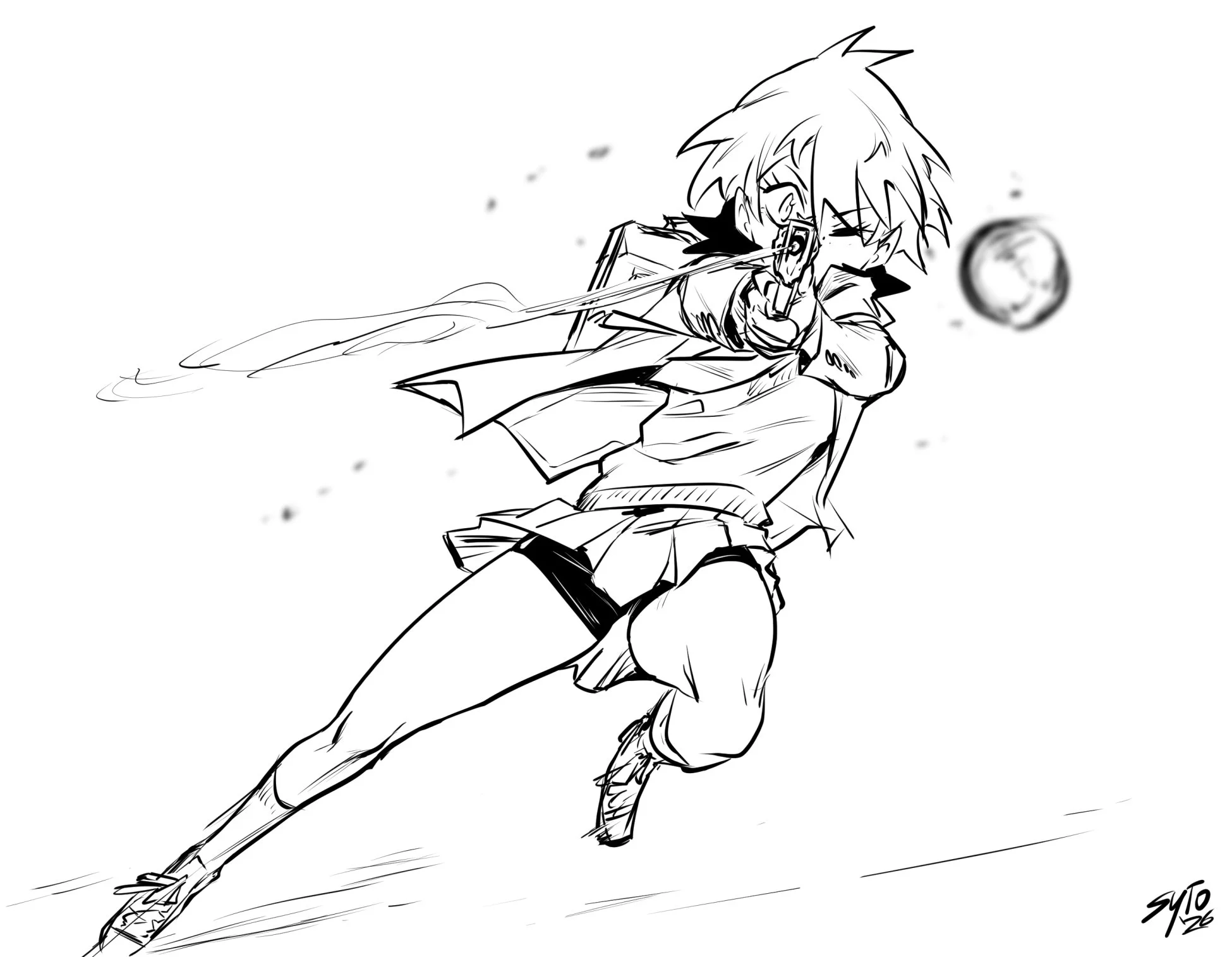 Wanted to draw MC in a gun firing pose. Gonna have to get good at drawing these poses if she's gonna be getting in lots of cool action scenes.