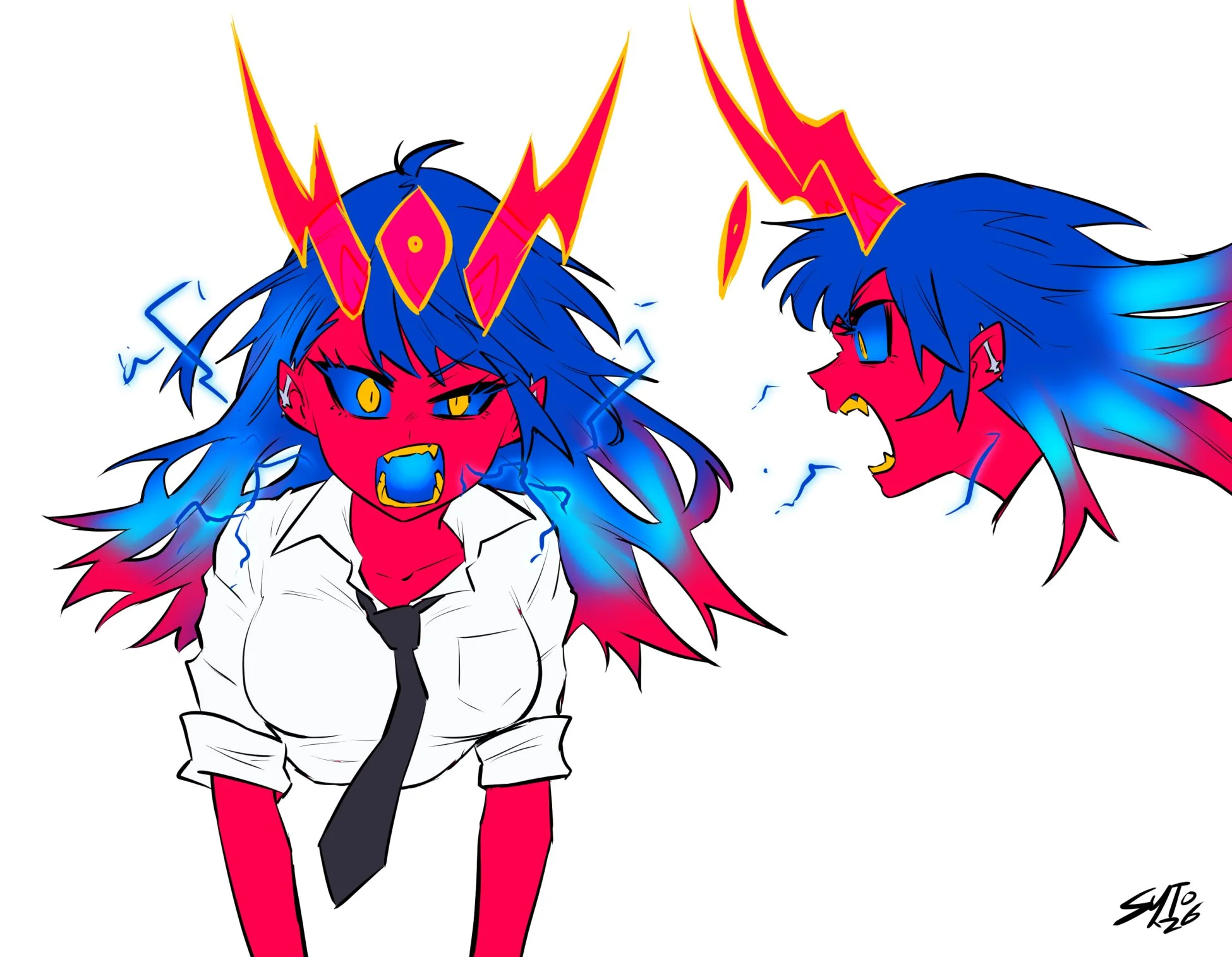Concept of Helia having a "super mode". The initial idea for the power system is that the stronger it manifests, the more "saturated" the character's colours become.