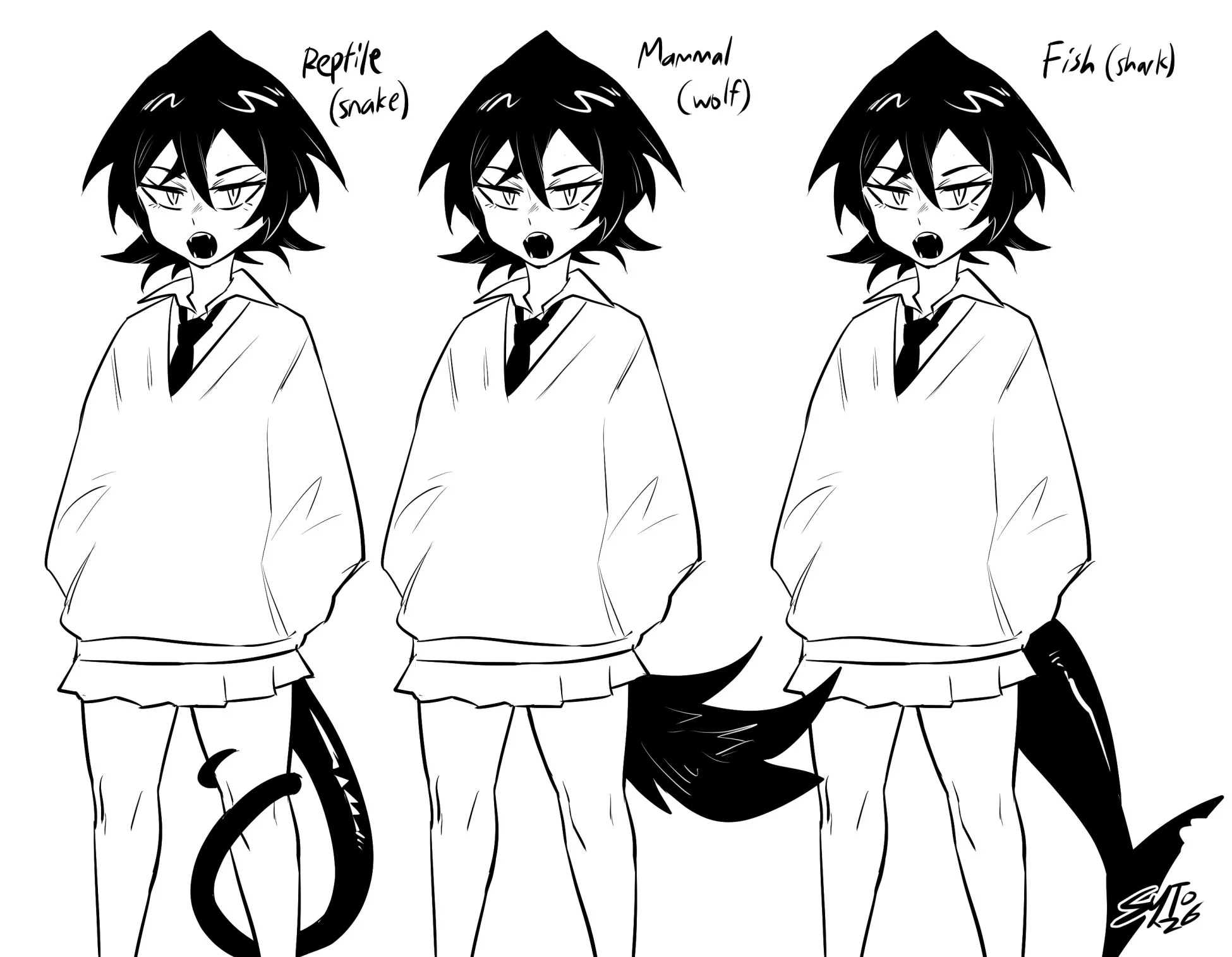 Julie rework. At this point I ditched the idea of giving her feline/canine ears and experimented instead with other animal features.