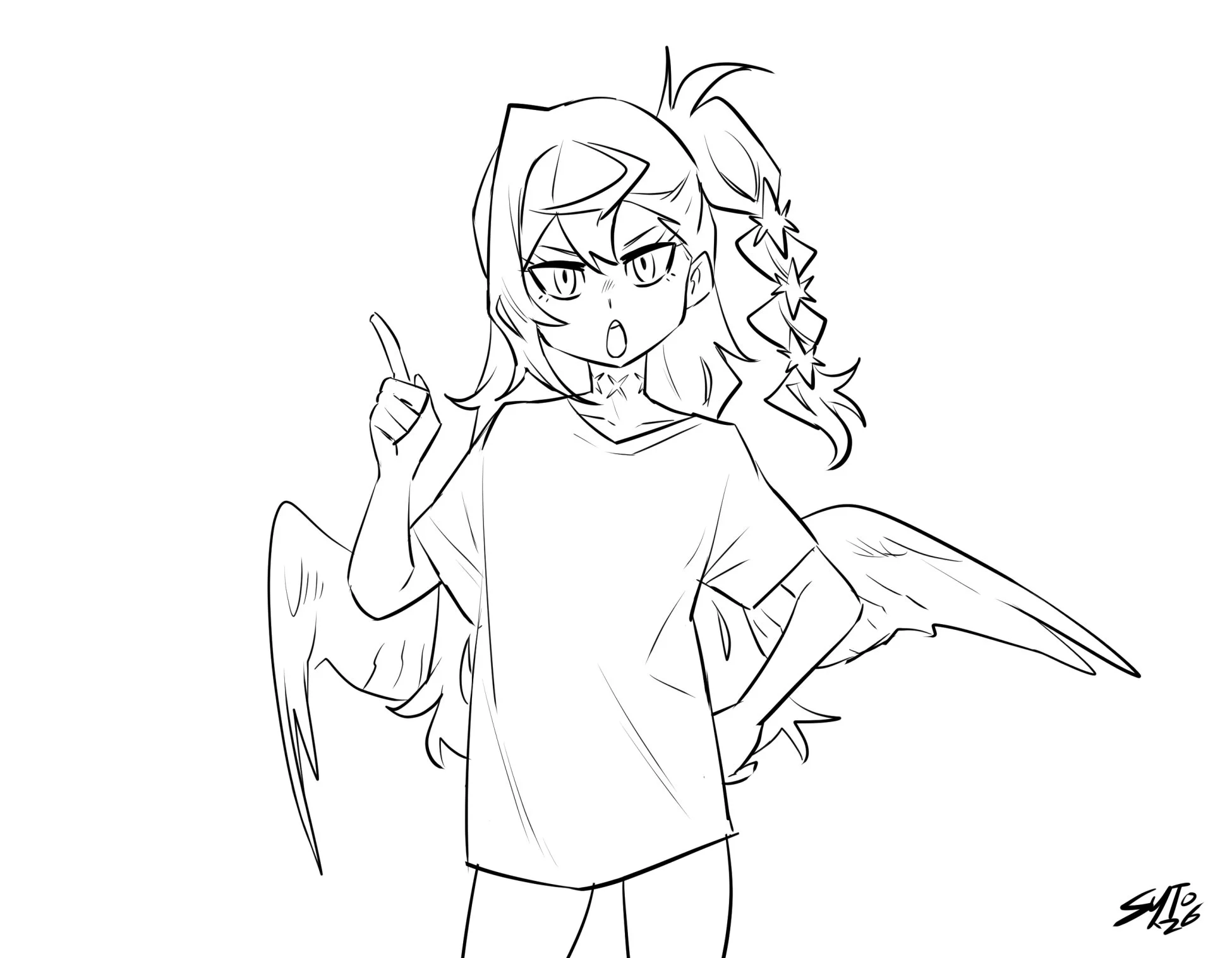 Vise. At this point I was experimenting with giving her bird/angel features, and how to go about showing those features.