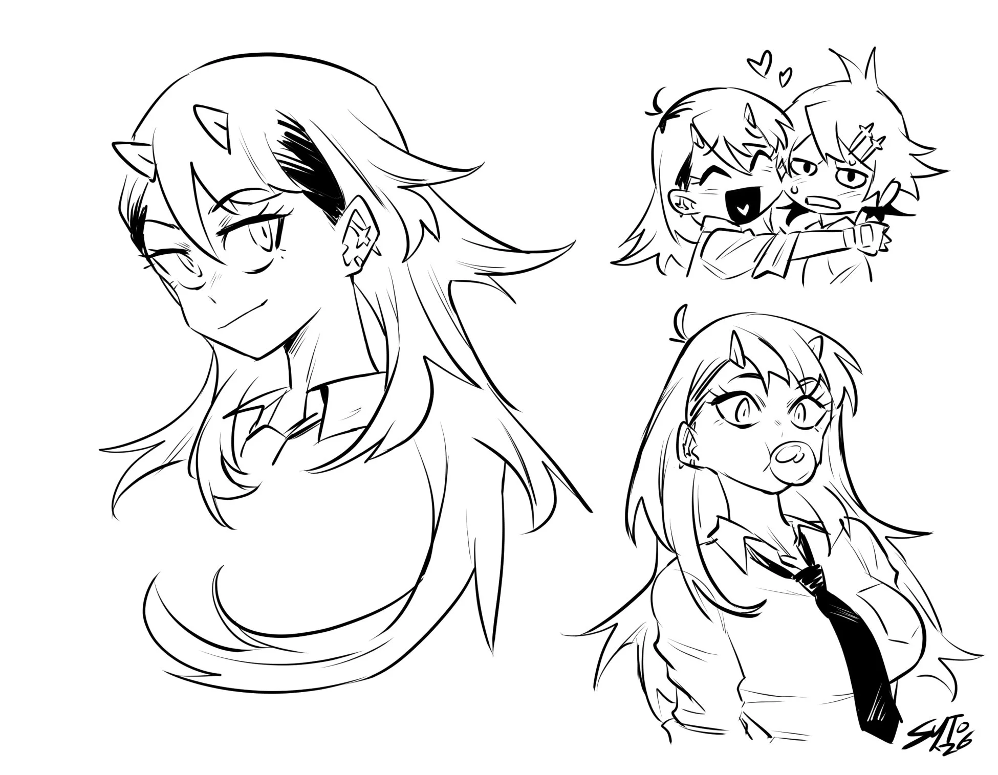 Helia hair concepting. The more of a main character a girl is, the more likely I am to be intensely anal about the hairstyle.