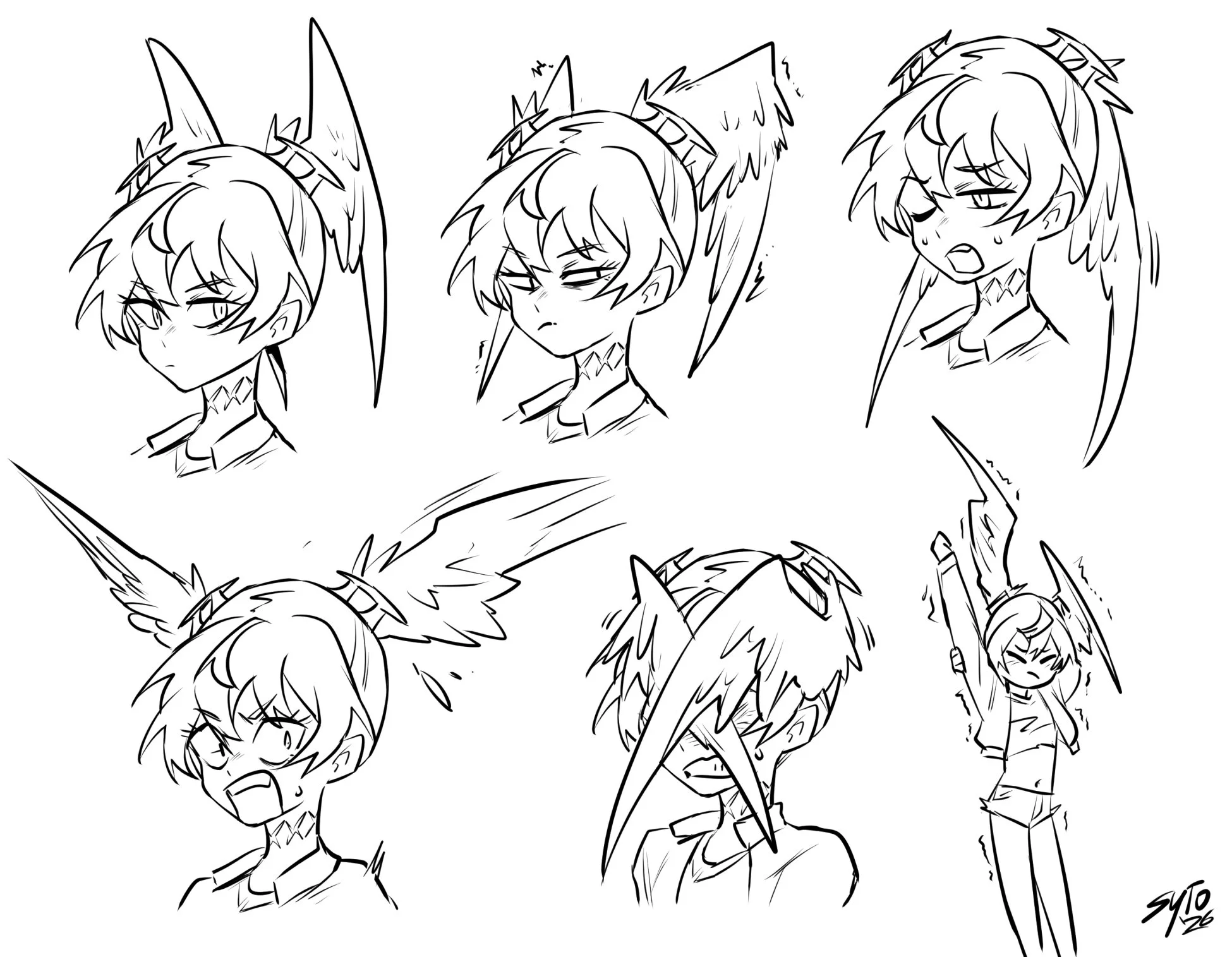 Playing around with Vise's head wings, and how the wings move around based on her emotions.