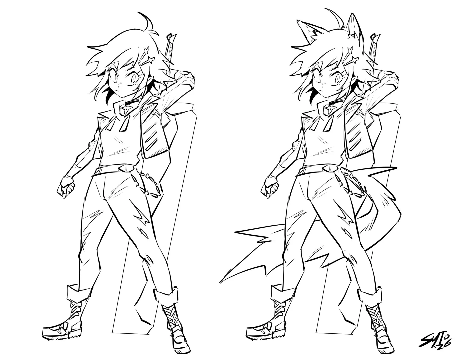 MC. Was experimenting with the idea of making her a wolf girl.