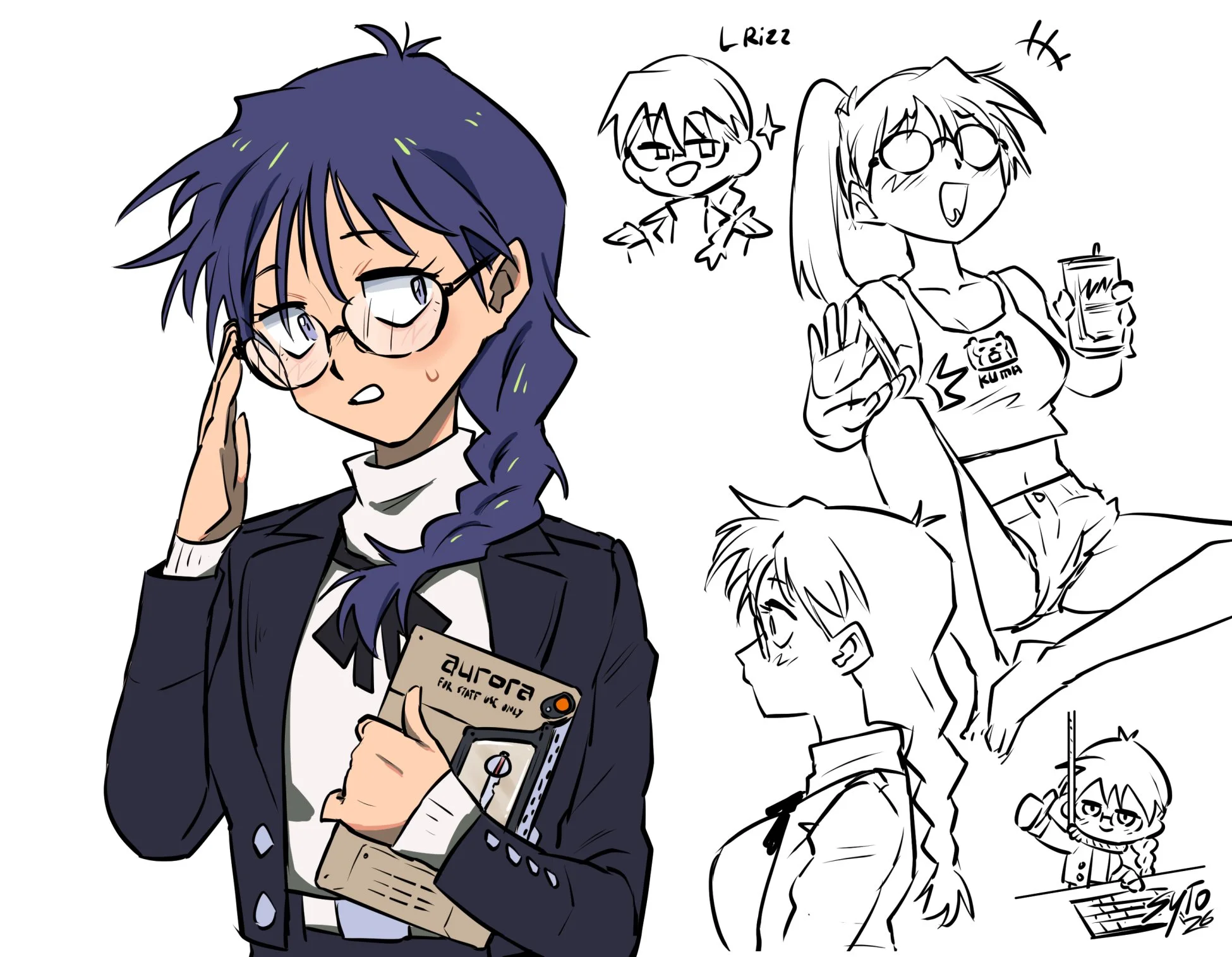 New character, Lynn. I knew I wanted a mentor figure for MC, so I settled on the idea of a jaded drunk office lady, just as much on a journey of self-discovery as the MC she's teaching.