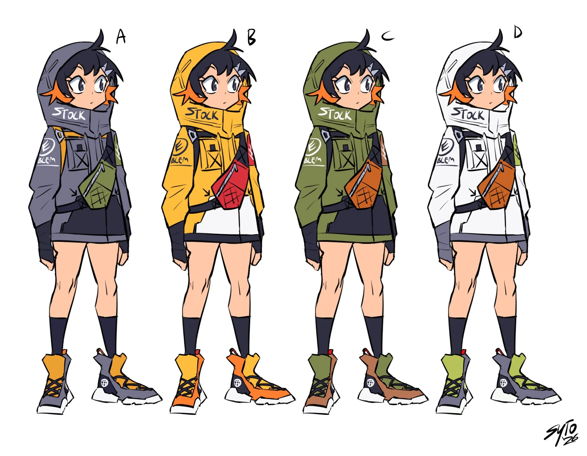 Another outfit rework. I was thinking she might be a part-time runner, parkouring around the city making deliveries for clients.